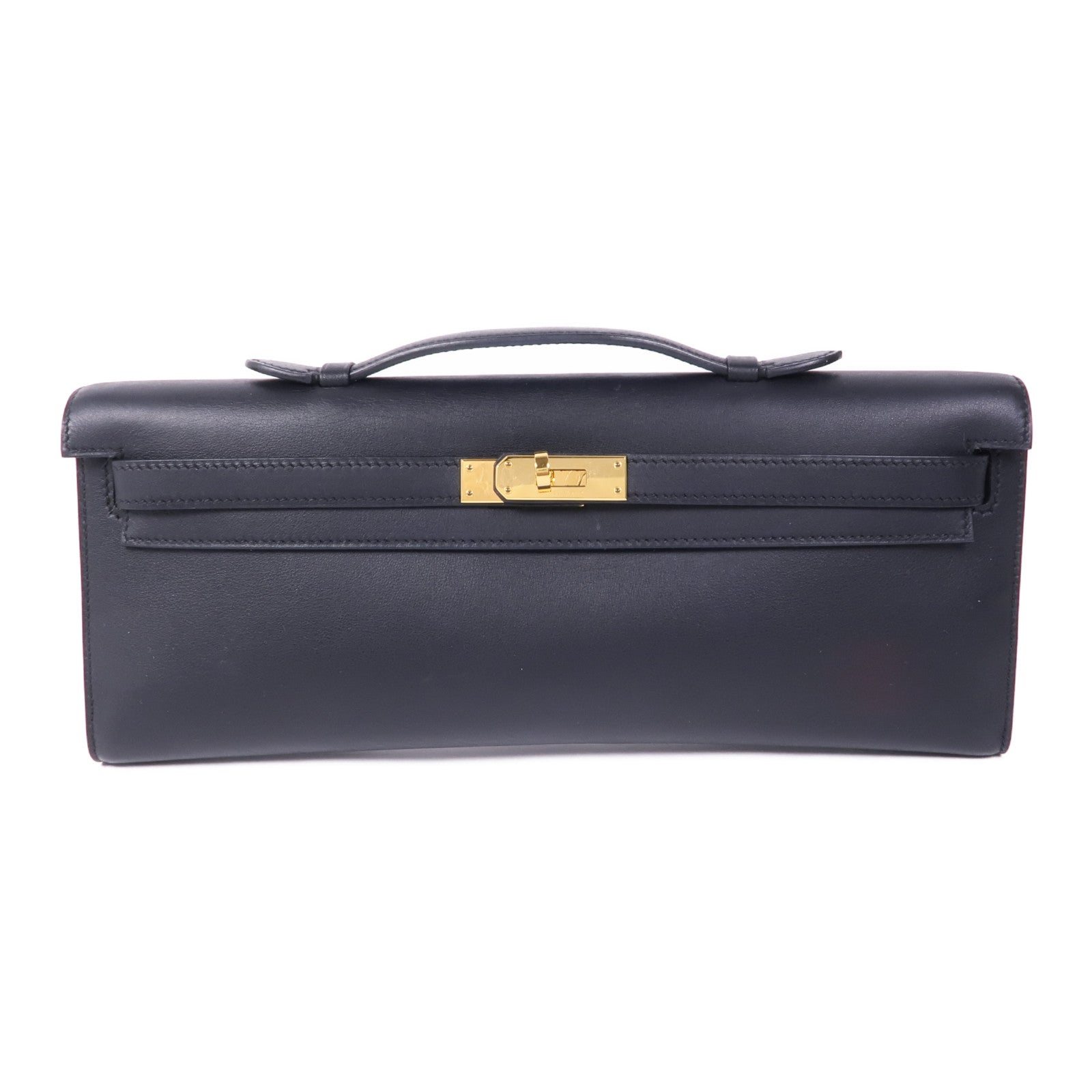 HERMES Swift皮革Kelly Cut金扣手挽袋Noir