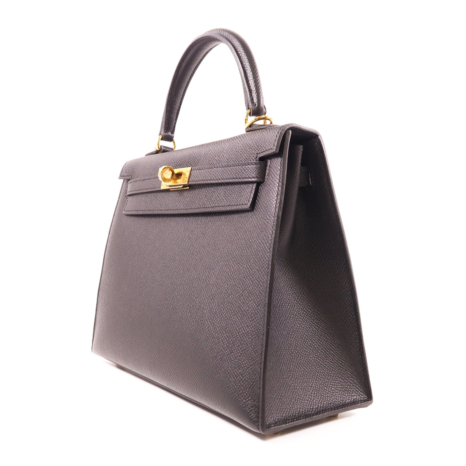HERMES Epsom皮革Kelly 25金扣手挽肩背兩用袋Noir