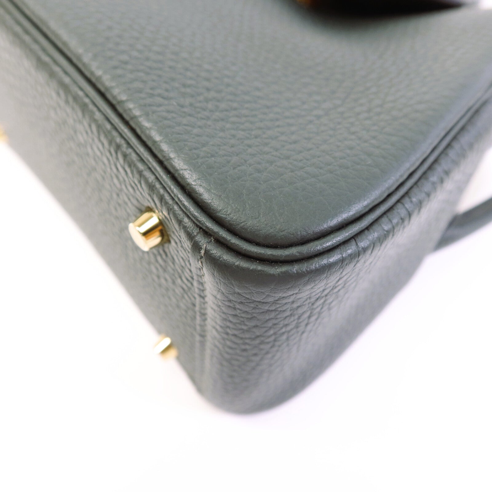 HERMES Clemence皮革Mini Lindy金扣手挽肩背兩用袋Vert cypres