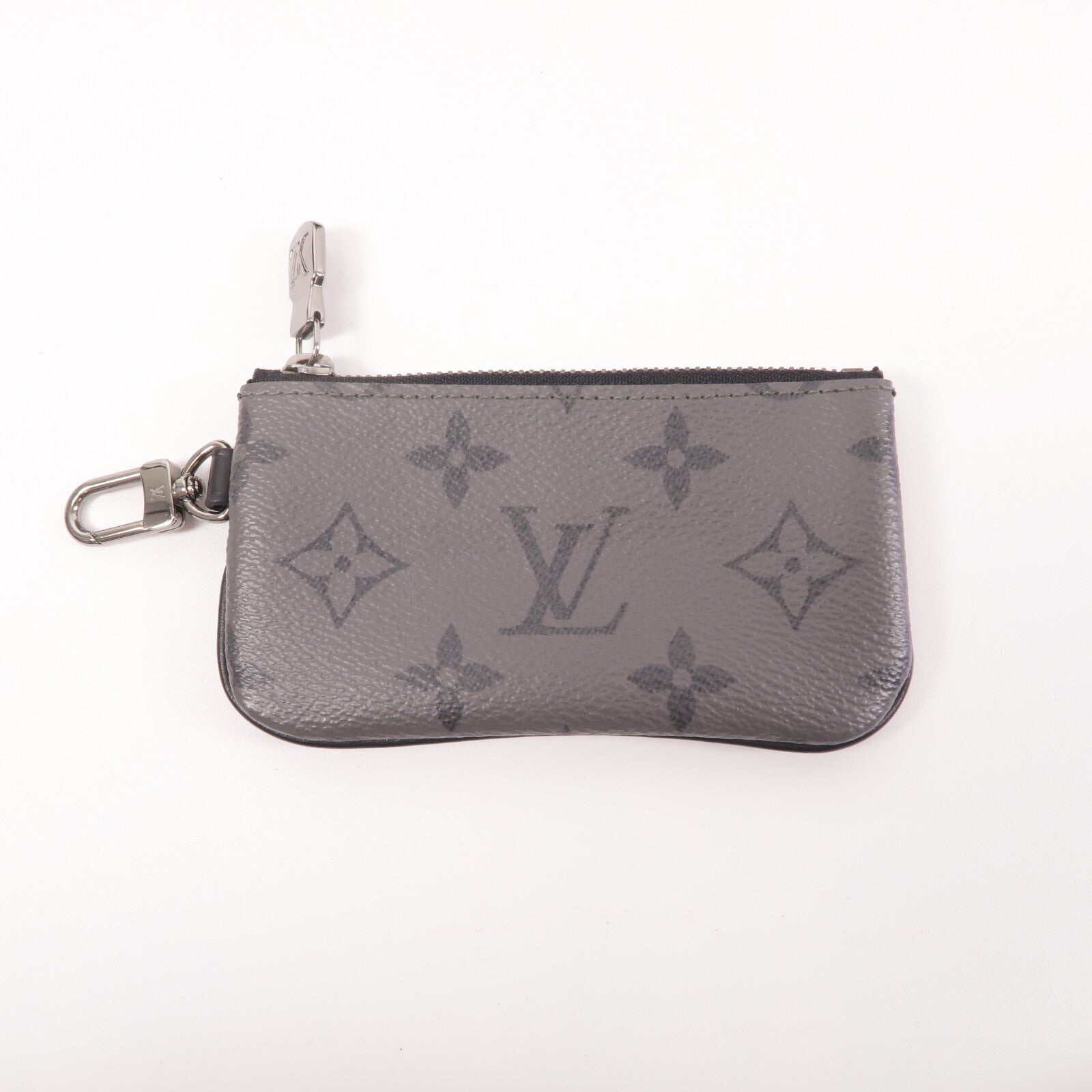 LOUIS VUITTON Monogram Eclipse Reverse Trio Messenger銀扣肩背袋灰色