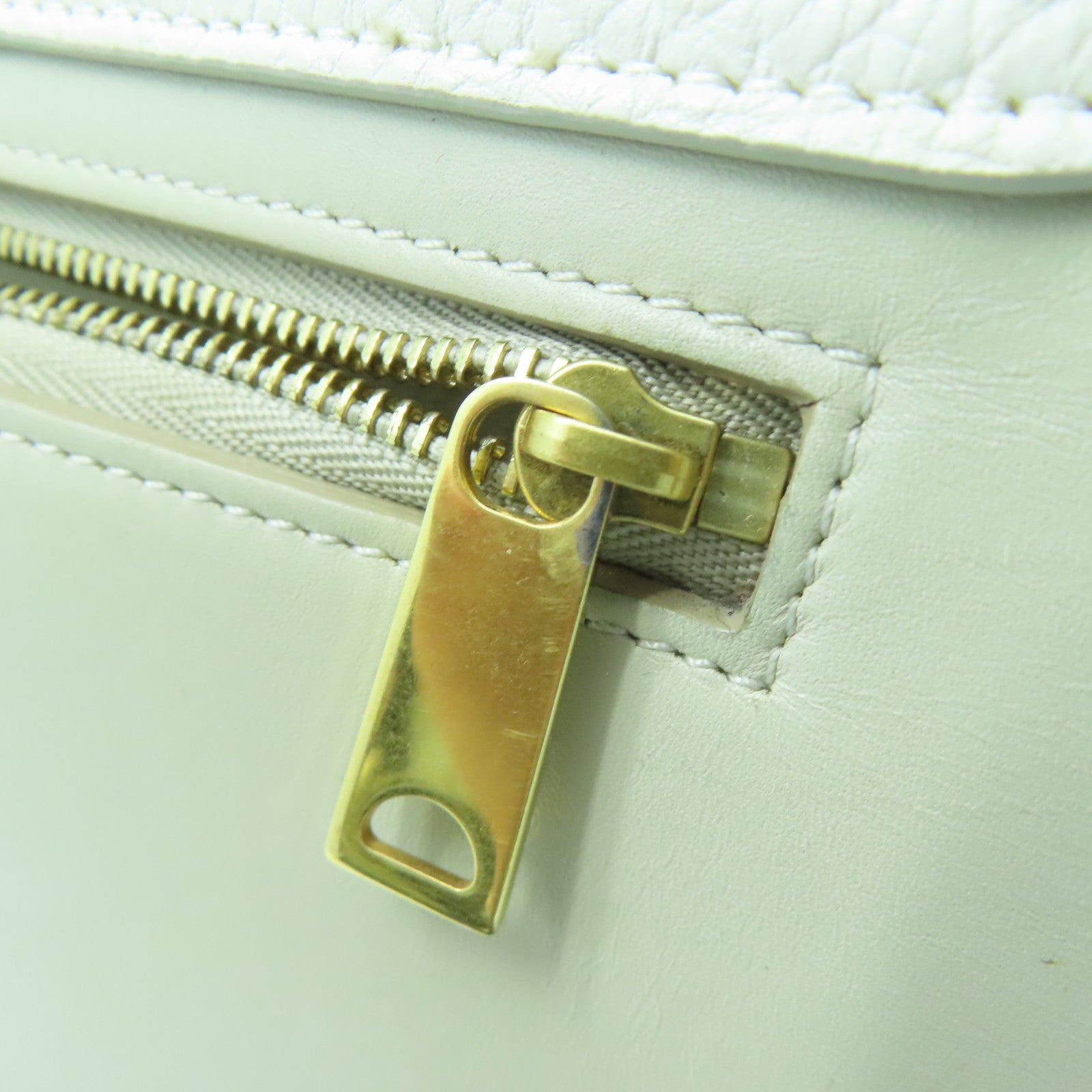 CELINE Cowhide Leather Trapeze Gold Buckle Handle Shoulder Bag White/Gray