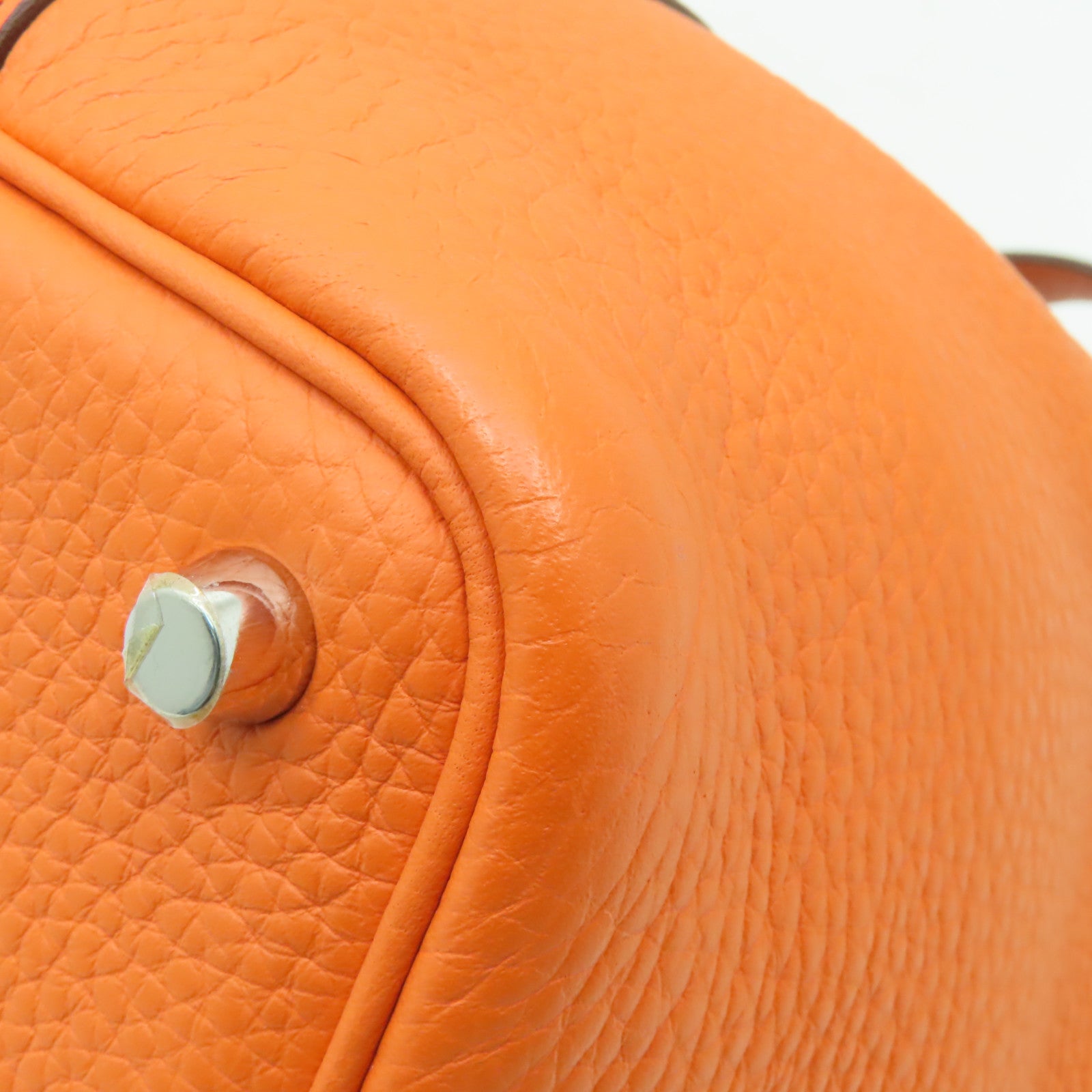 HERMES 【激減優惠】Clemence皮革Picotin PM銀扣手挽袋Orange橙色