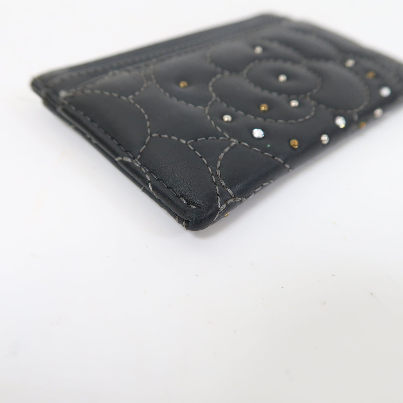 CHANEL 牛皮皮革Card Case銀扣卡片套黑色