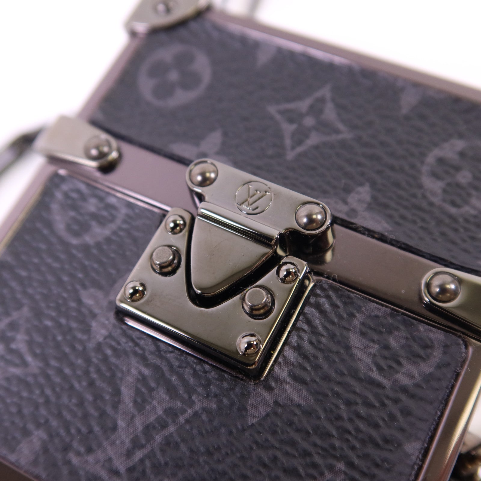LOUIS VUITTON Monogram Eclipse Trunk Box Chain Shoulder鏈帶肩背袋