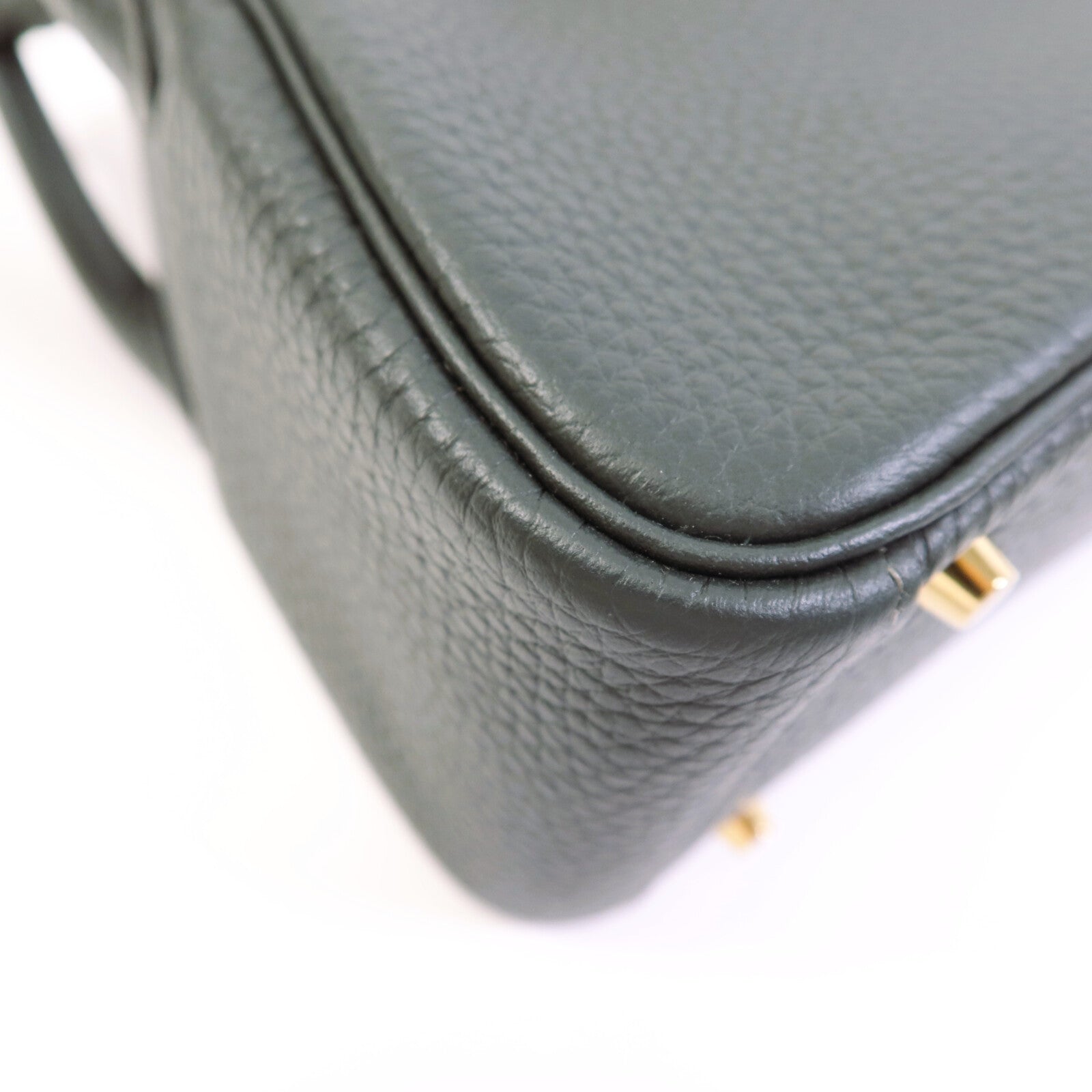 HERMES Clemence皮革Mini Lindy金扣手挽肩背兩用袋Vert cypres
