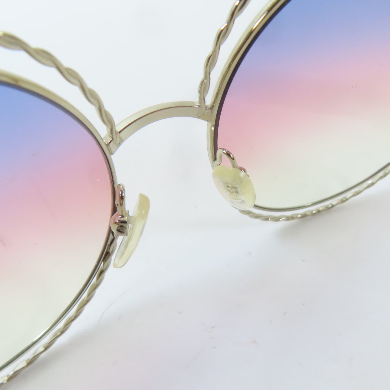 Chloe PVC/金屬Sunglasses太陽眼鏡金色/米白色