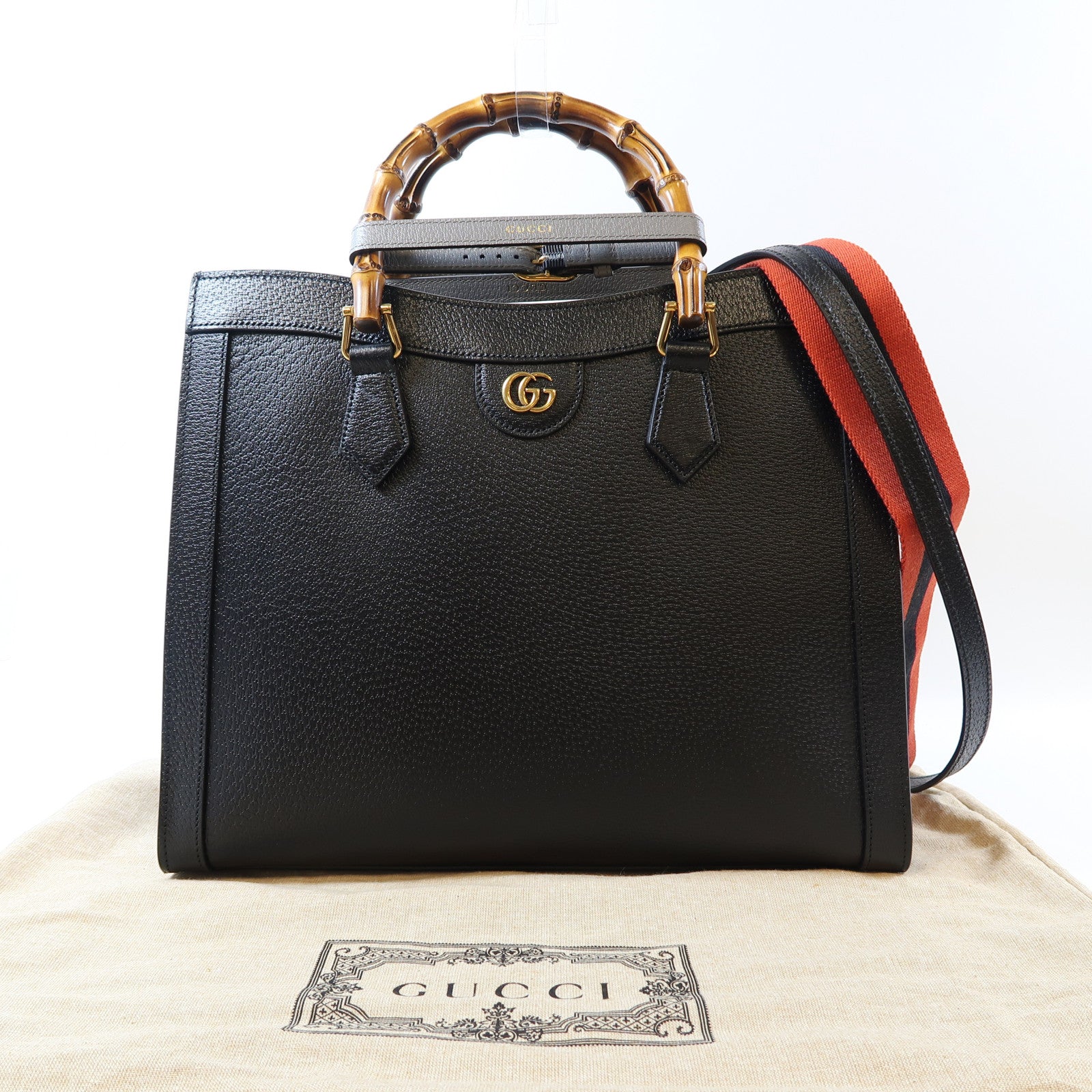 GUCCI 牛皮皮革Gucci Diana金扣手挽肩背兩用袋黑色