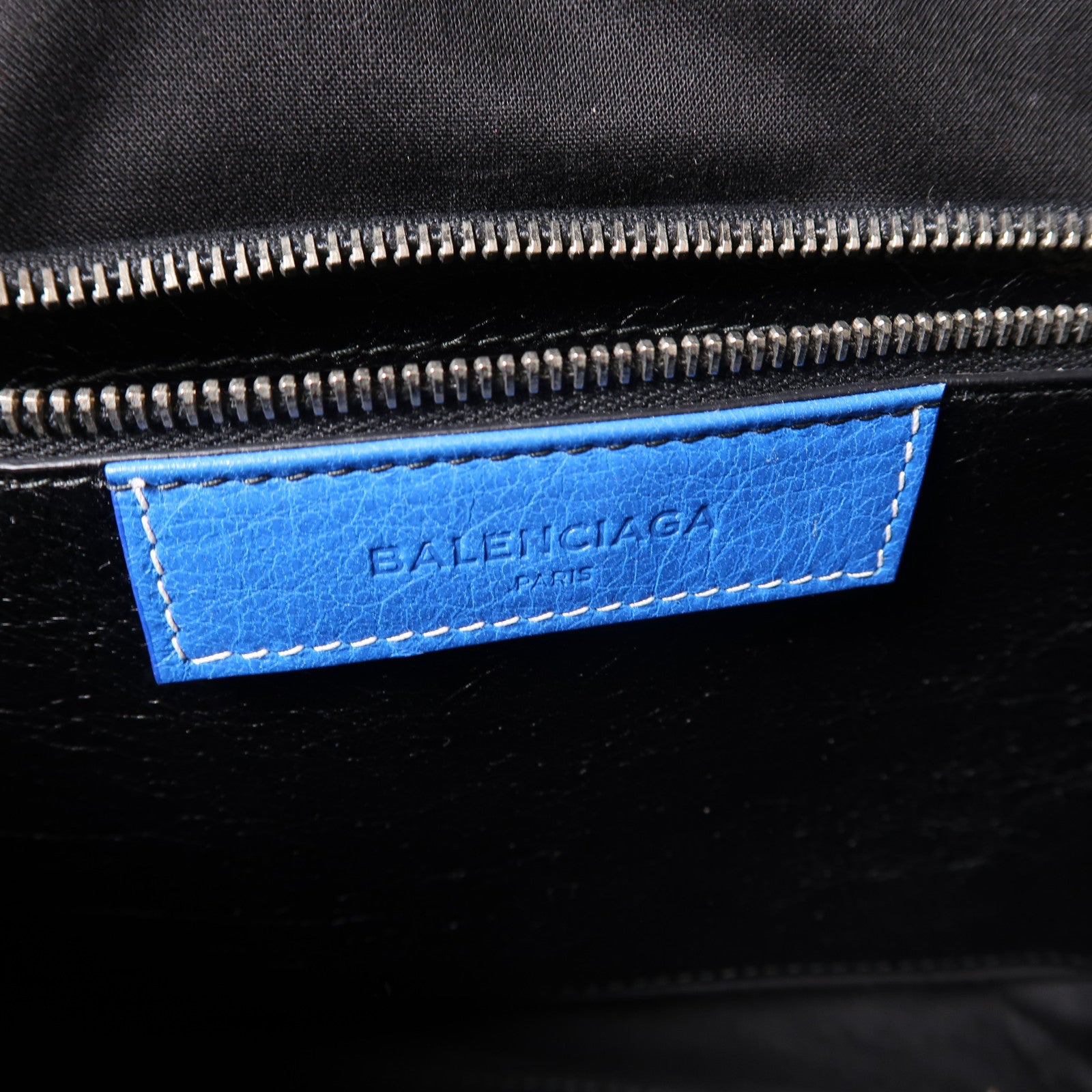 BALENCIAGA 牛皮Bazar Bag銀扣肩背袋藍色/紅色/白色