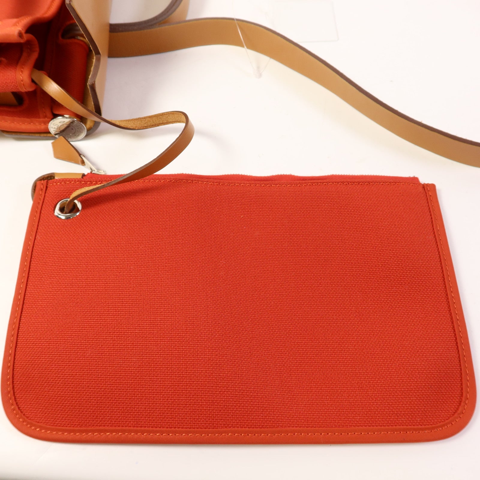 HERMES 帆布Herbag PM銀扣手挽肩背兩用袋