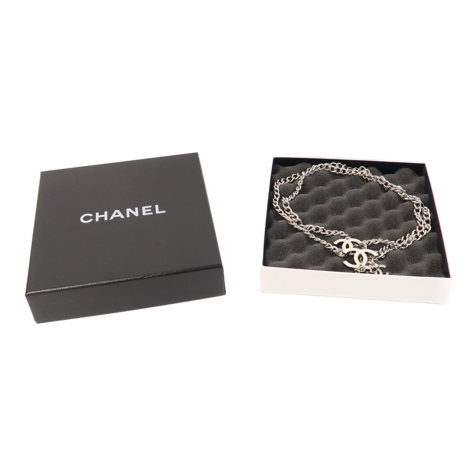 CHANEL 金屬Belt皮帶銀色