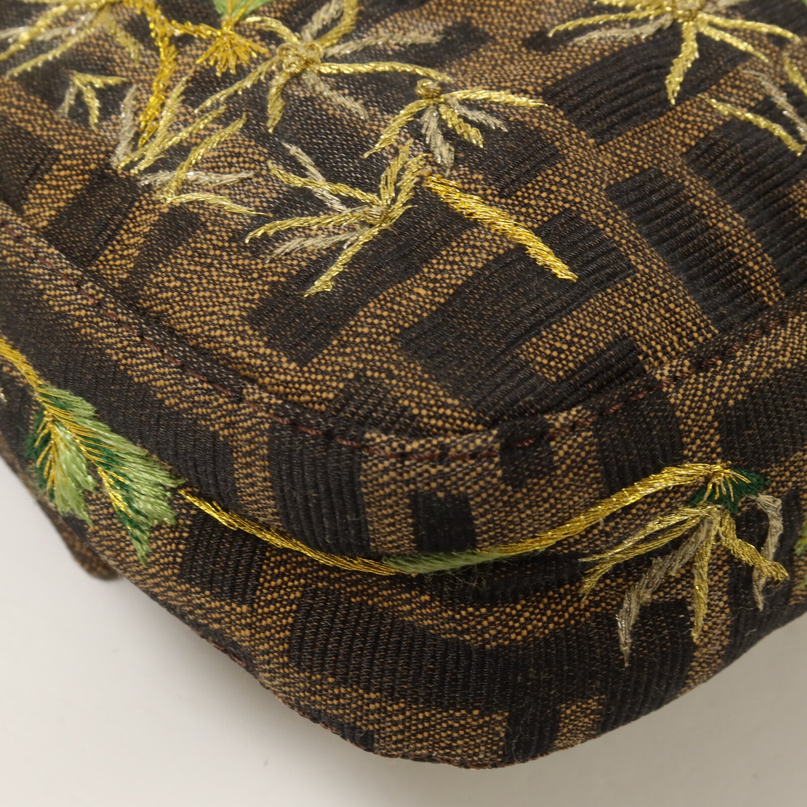 FENDI 帆布Zucca Palm Tree Embroidered Baguette Bag肩背袋