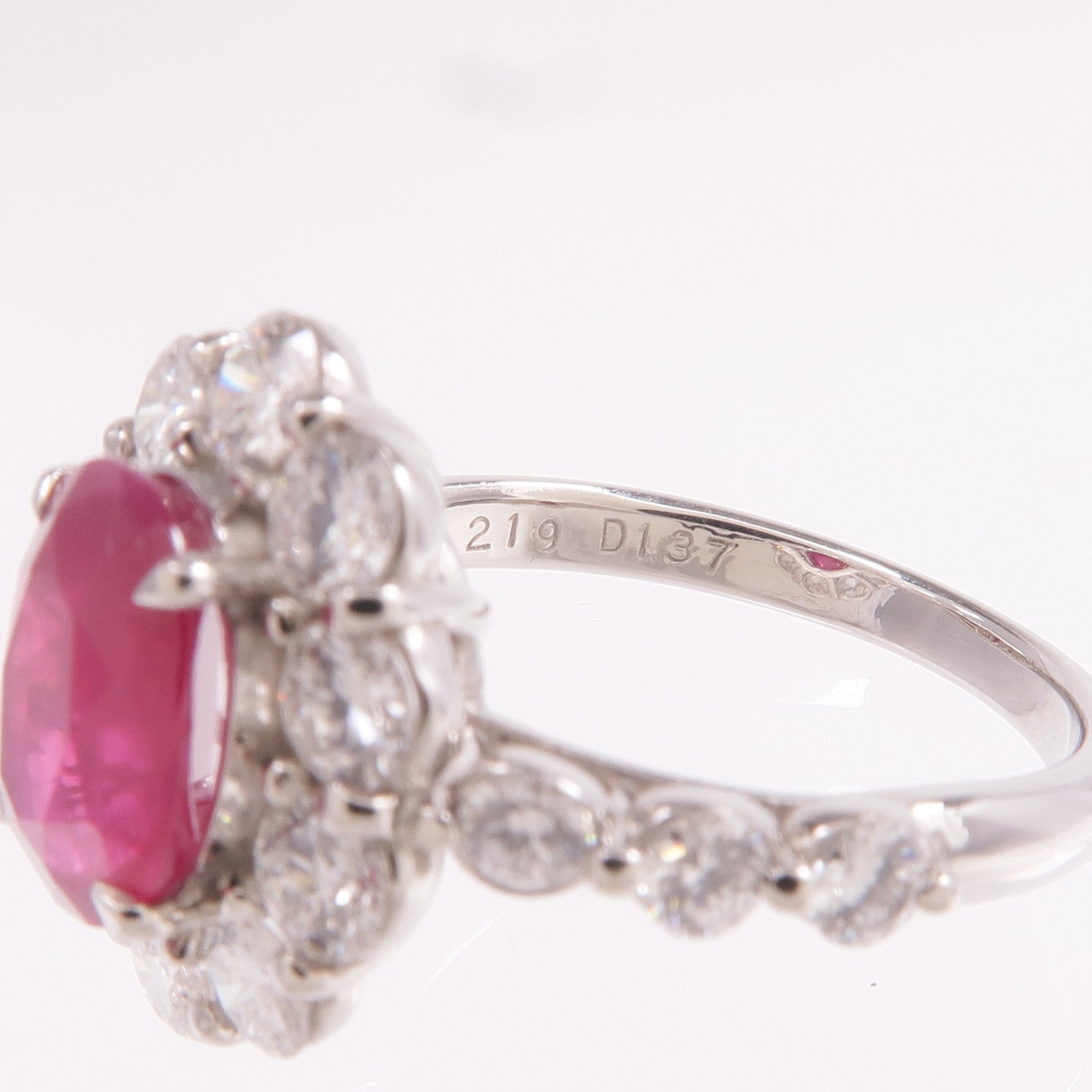 JEWELRY PT900鉑金Ruby Diamond Ring紅寶石/鑽石戒指US#6.5