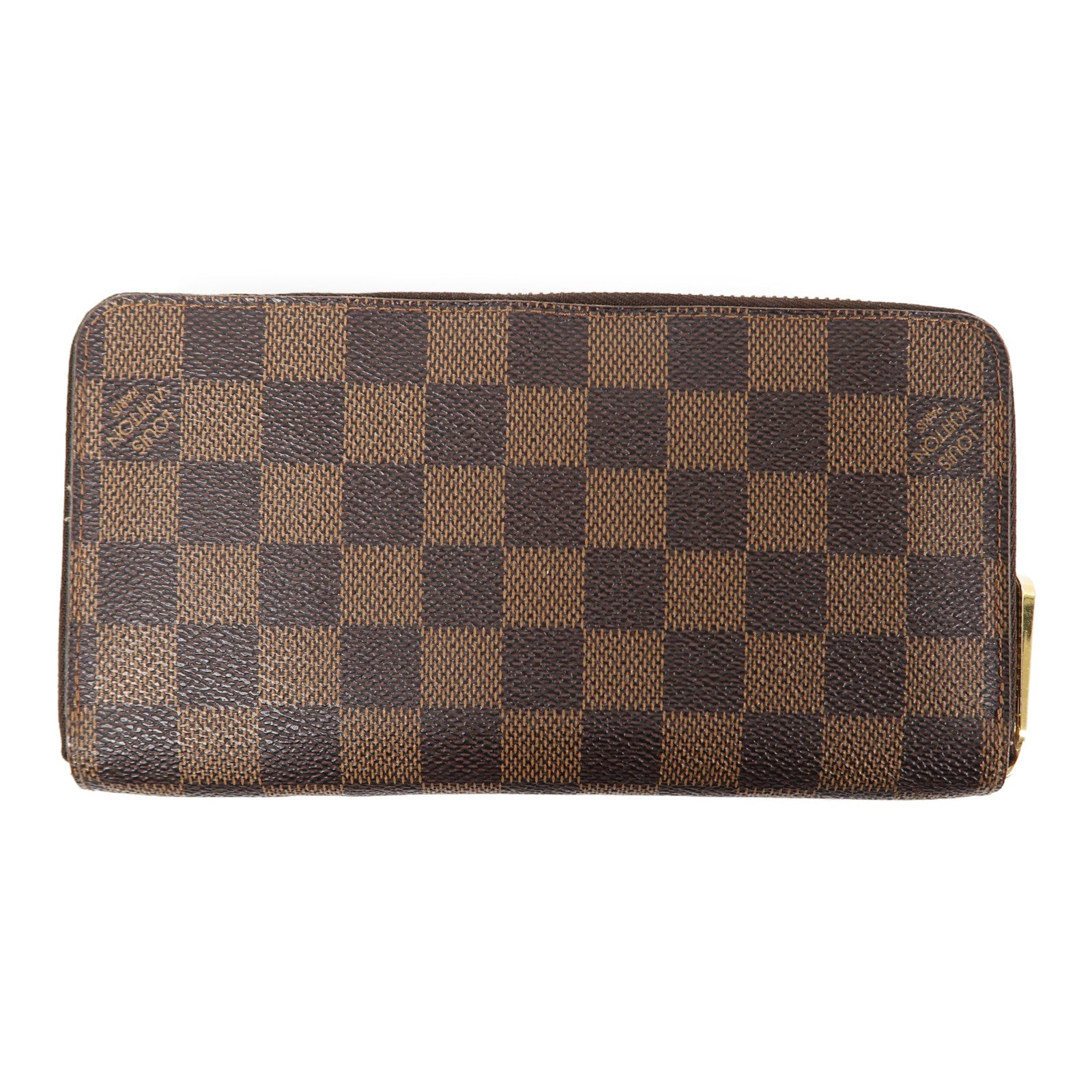 LOUIS VUITTON Damier Zipper Wallet金扣長錢包啡色