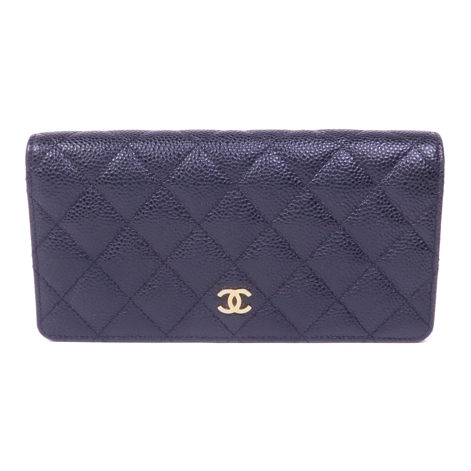 CHANEL 牛皮皮革Long Wallet金扣長錢包