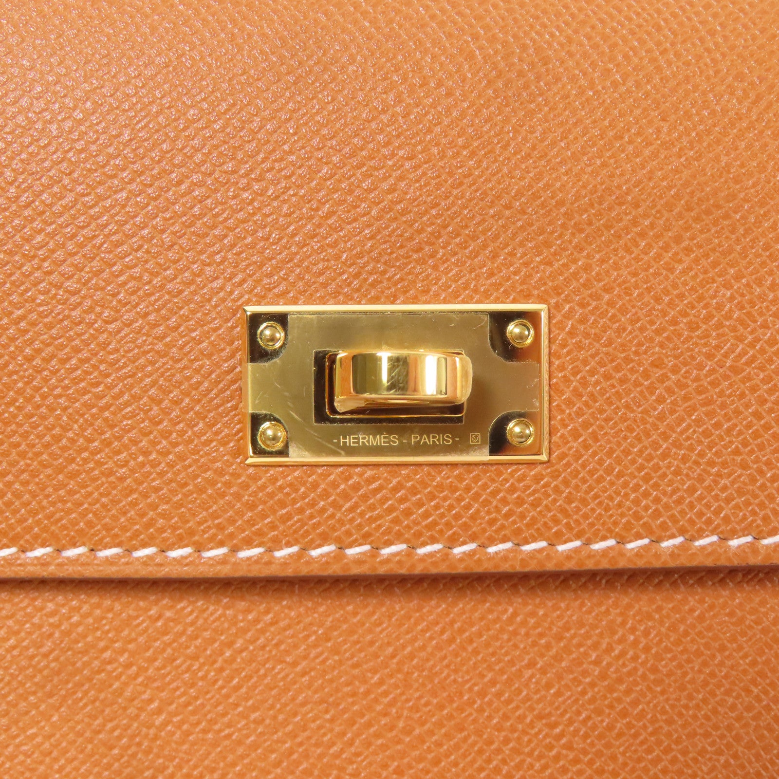 HERMES Epsom皮革Kelly金扣長錢包Gold