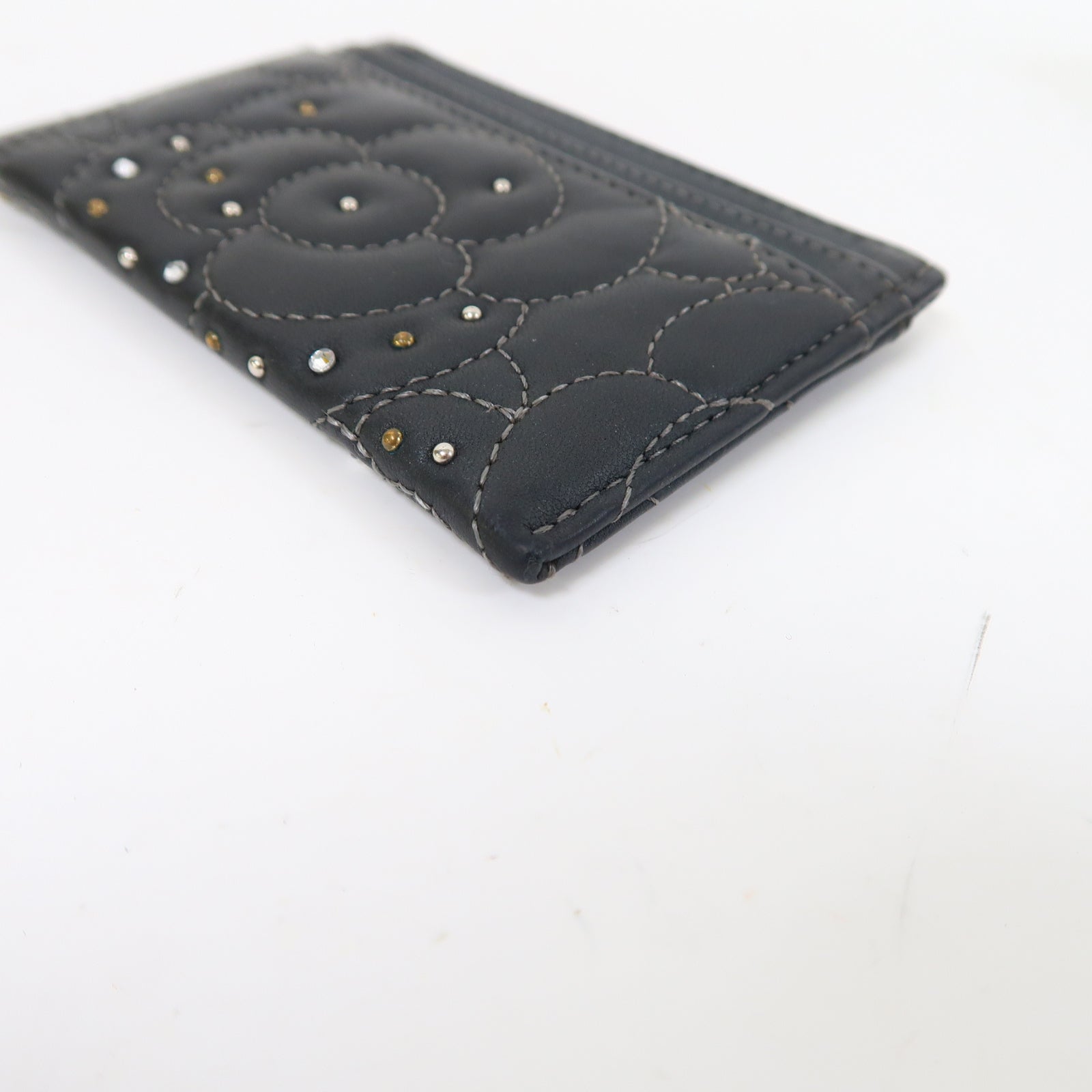 CHANEL 牛皮皮革Card Case銀扣卡片套黑色