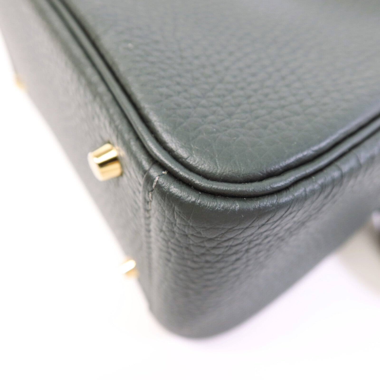 HERMES Clemence皮革Mini Lindy金扣手挽肩背兩用袋Vert cypres