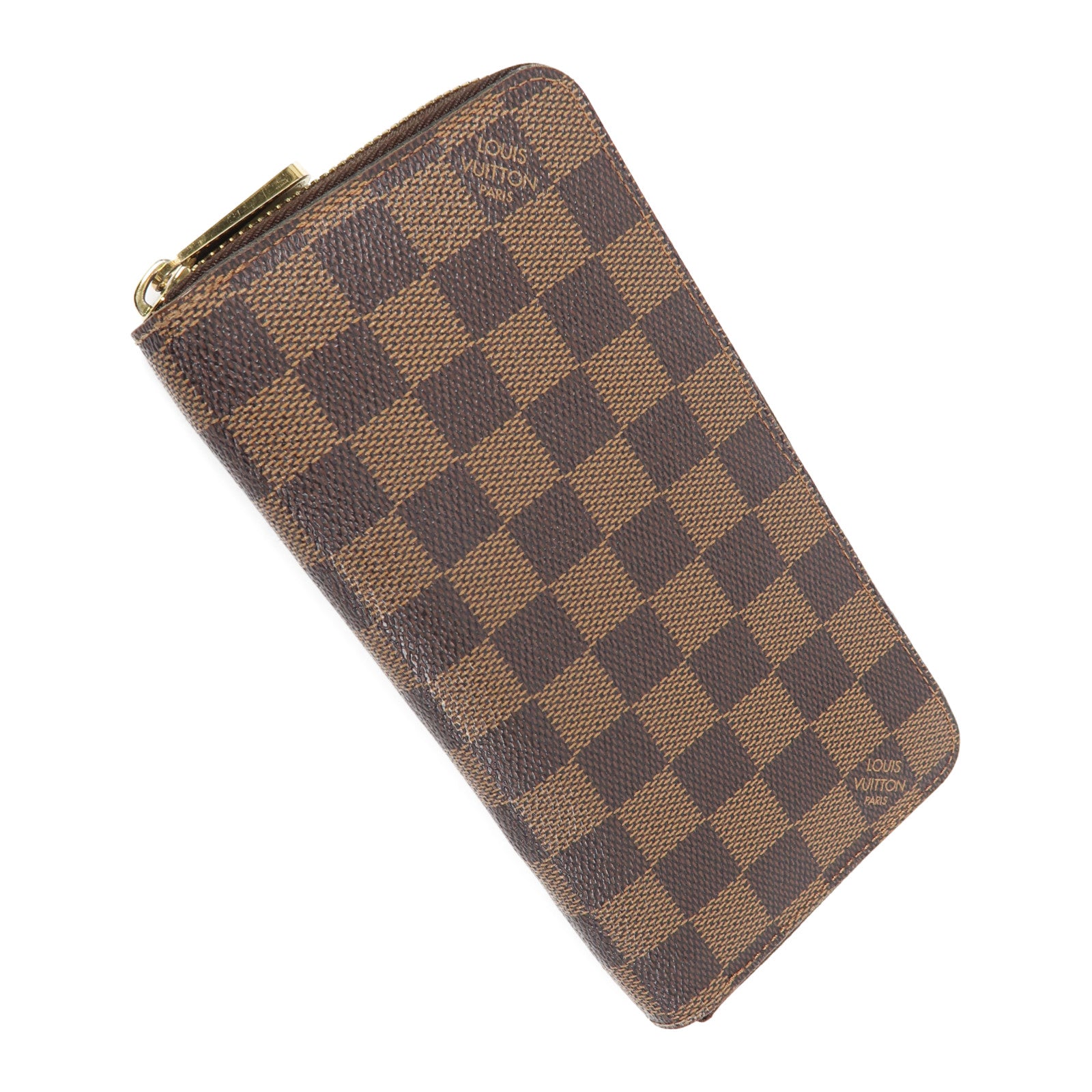 LOUIS VUITTON Damier Zipper Wallet金扣長錢包啡色