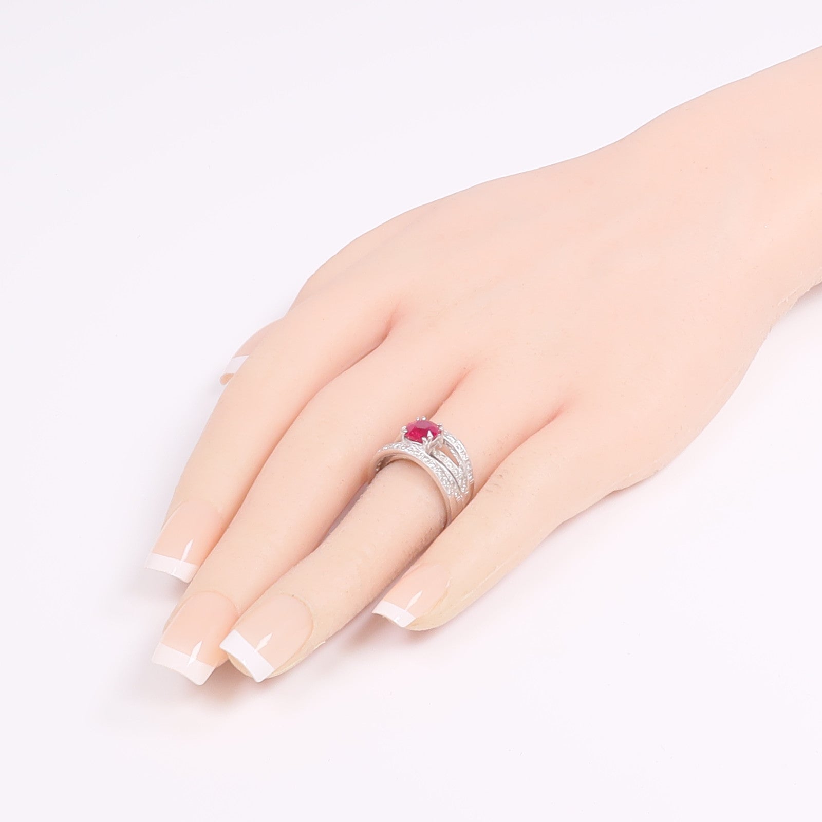JEWELRY 18K白金Crystal Diamond Ring水晶/鑽石戒指US#4.75