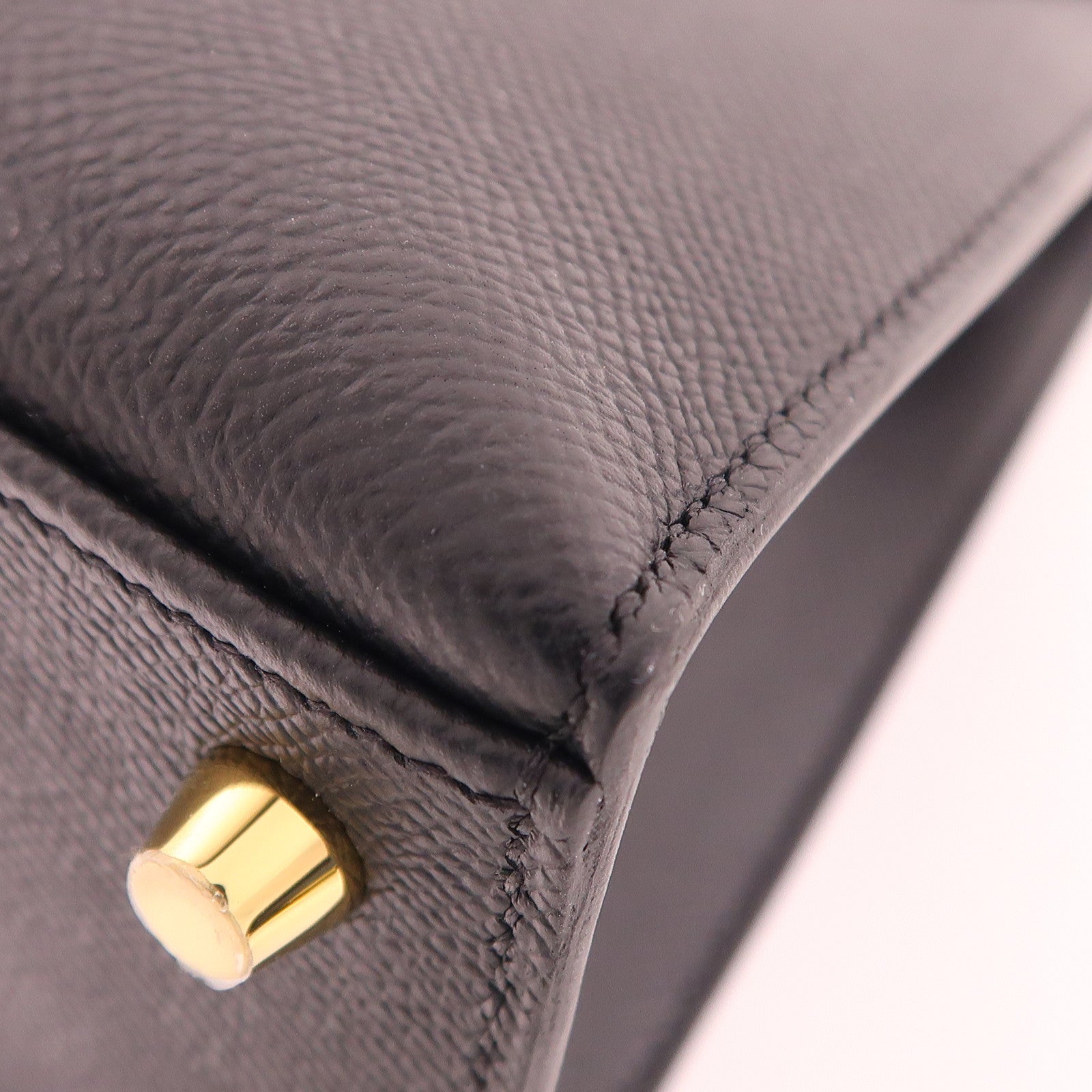 HERMES Epsom皮革Kelly 25金扣手挽肩背兩用袋Noir