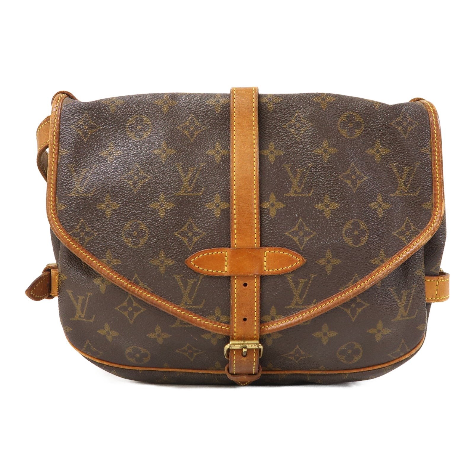 LOUIS VUITTON Monogram Saumur 30金扣肩背袋啡色