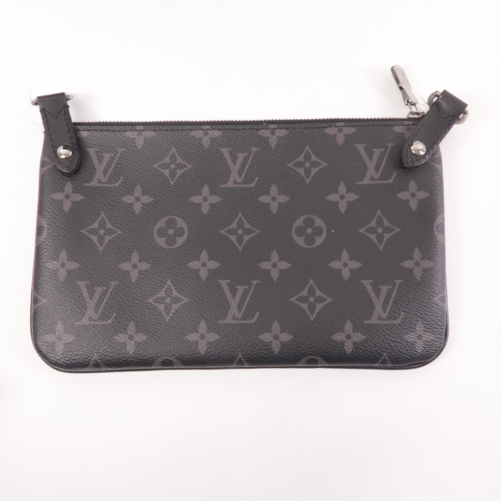 LOUIS VUITTON Monogram Eclipse Reverse Trio Messenger銀扣肩背袋灰色