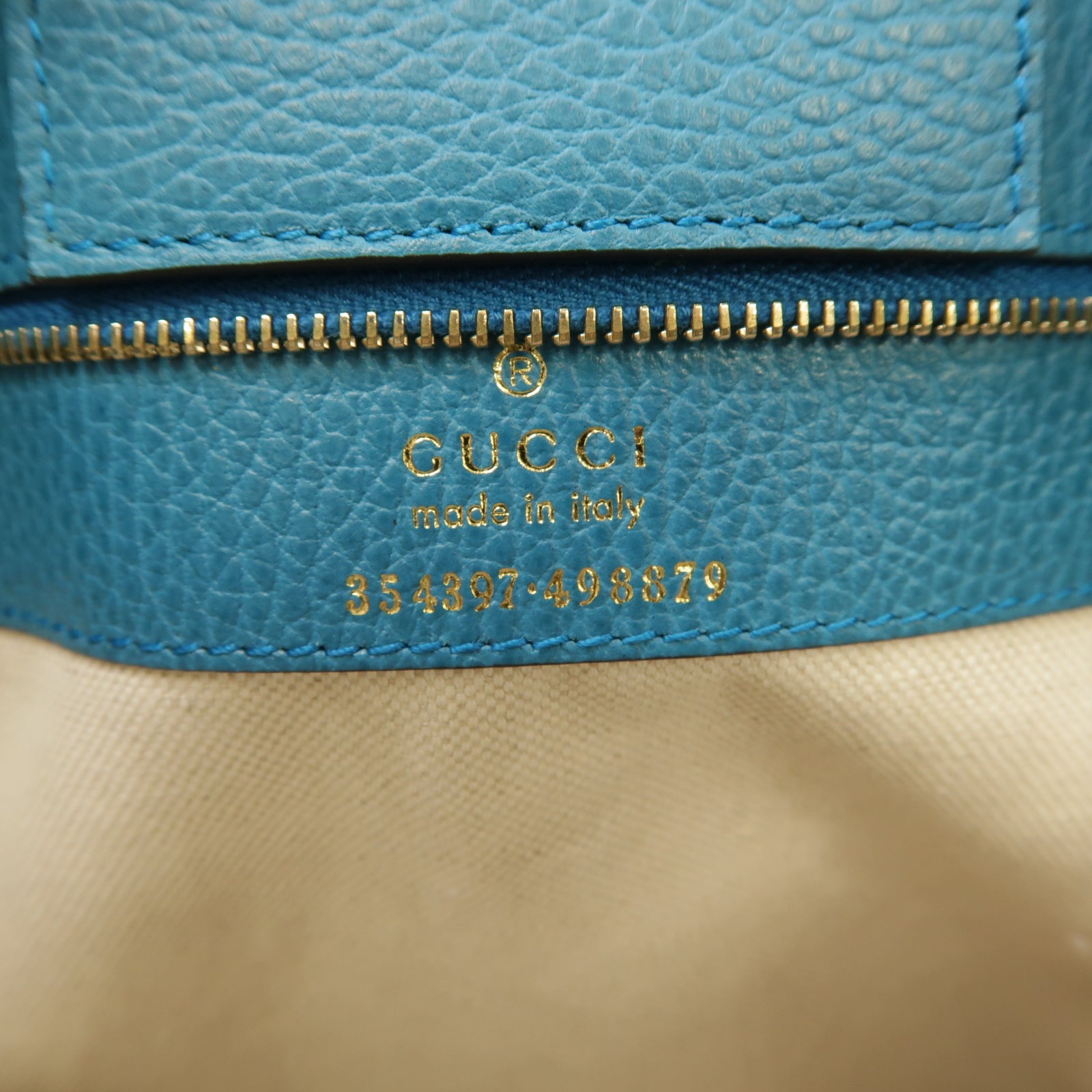 GUCCI 【激減優惠】牛皮皮革Swing Large Tote Bag金扣Tote Bag藍色