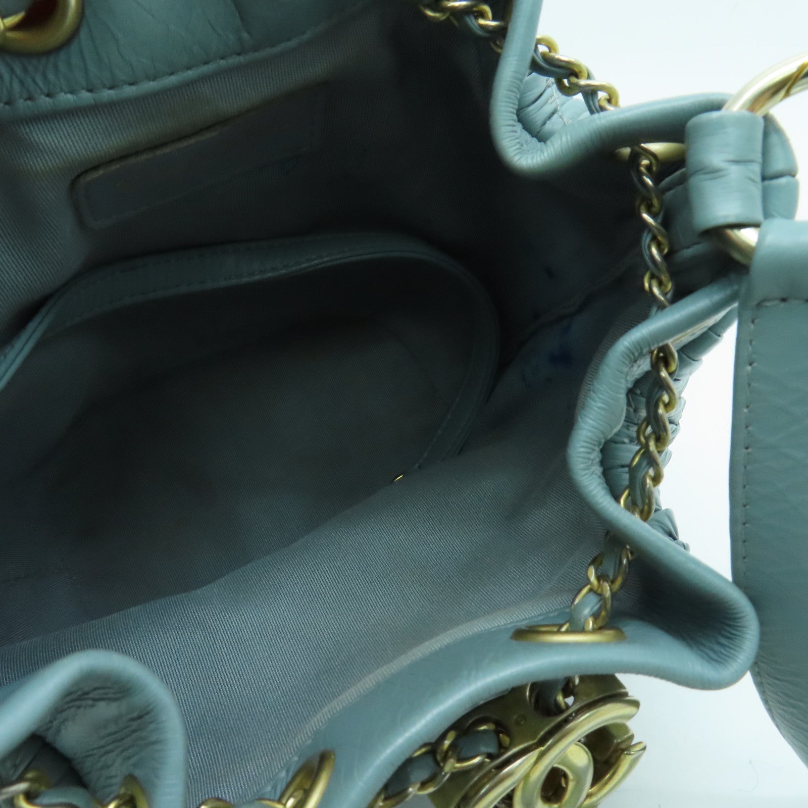 CHANEL 【激減優惠】牛皮皮革Shoulder Bag金扣肩背袋藍色