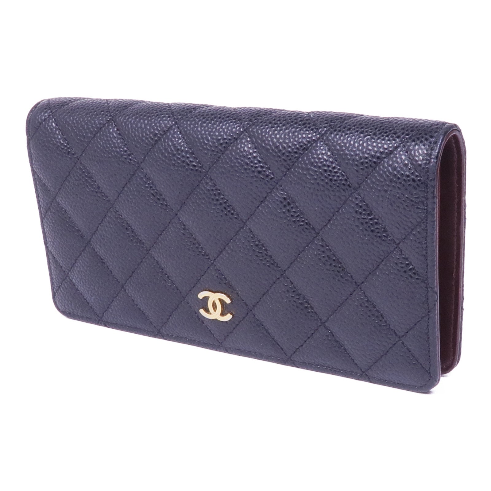 CHANEL 牛皮皮革Long Wallet金扣長錢包