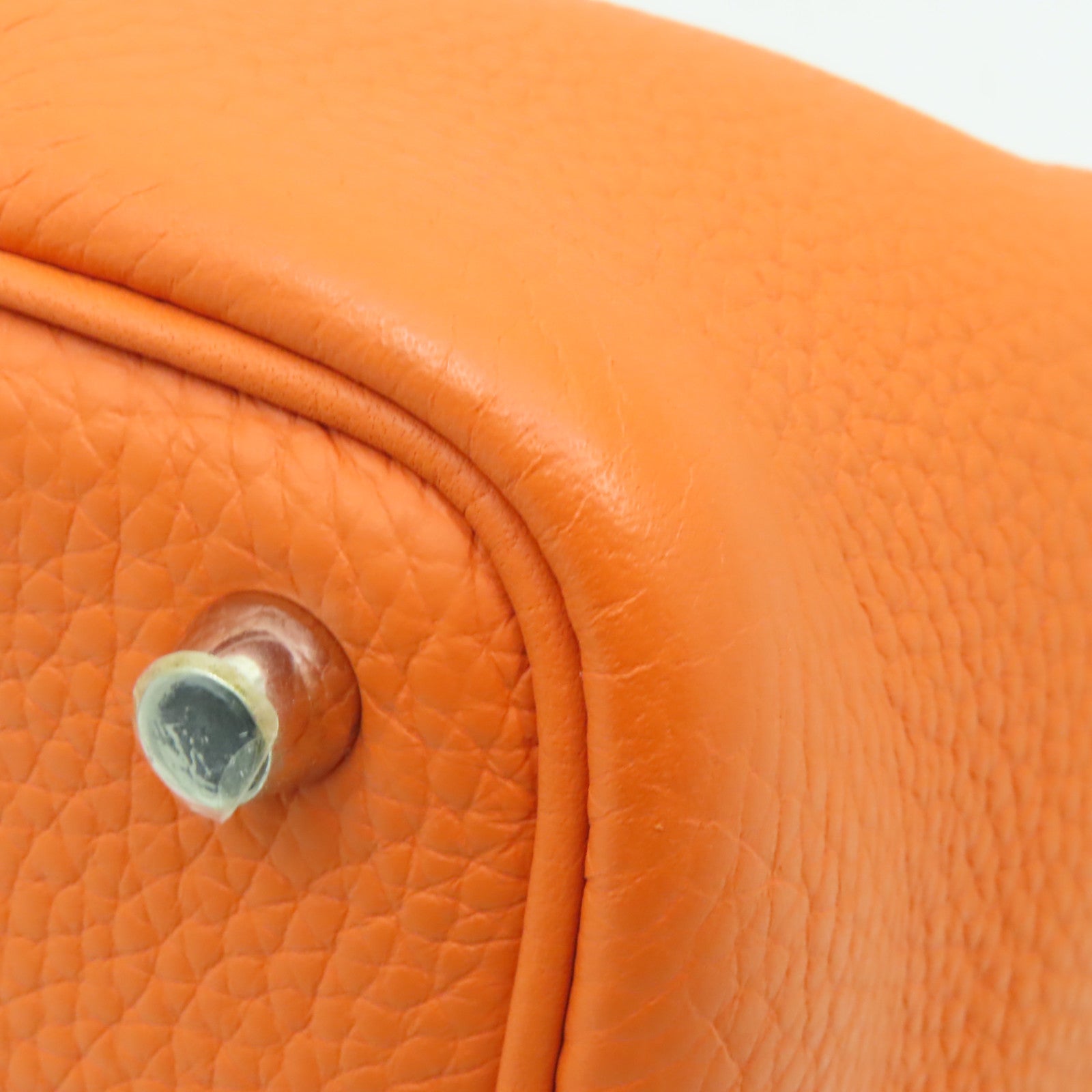 HERMES 【激減優惠】Clemence皮革Picotin PM銀扣手挽袋Orange橙色
