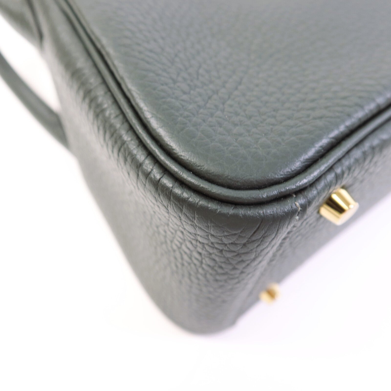 HERMES Clemence皮革Mini Lindy金扣手挽肩背兩用袋Vert cypres