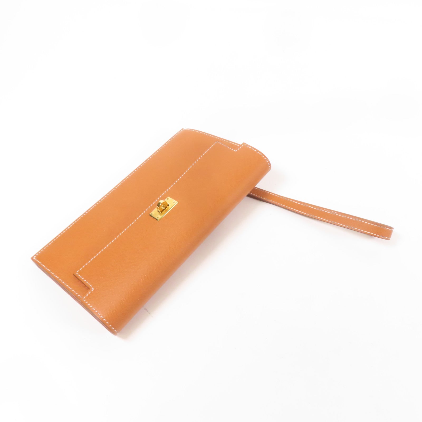 HERMES Epsom皮革Kelly金扣長錢包Gold