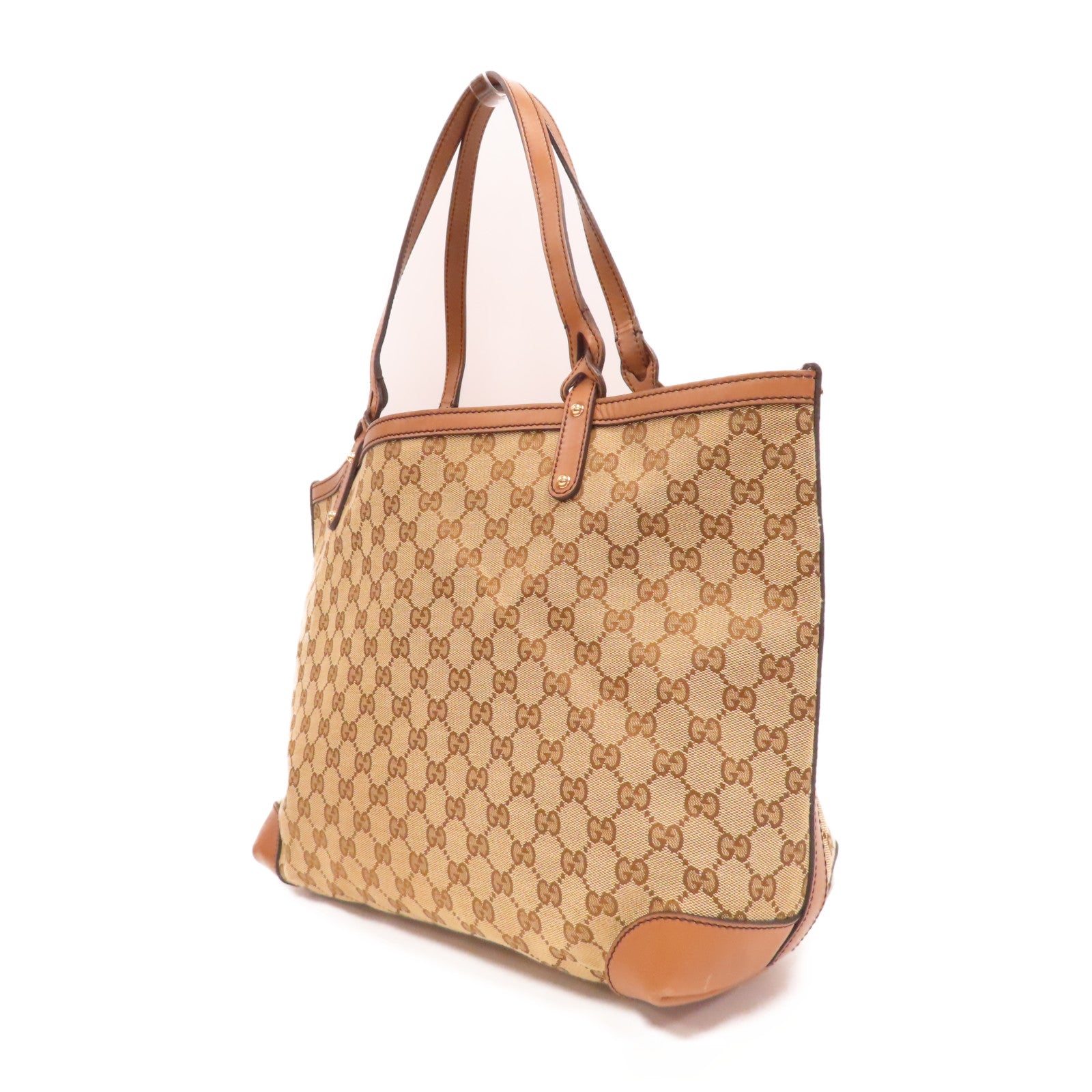 GUCCI 帆布Tote Bag金扣手挽袋啡色