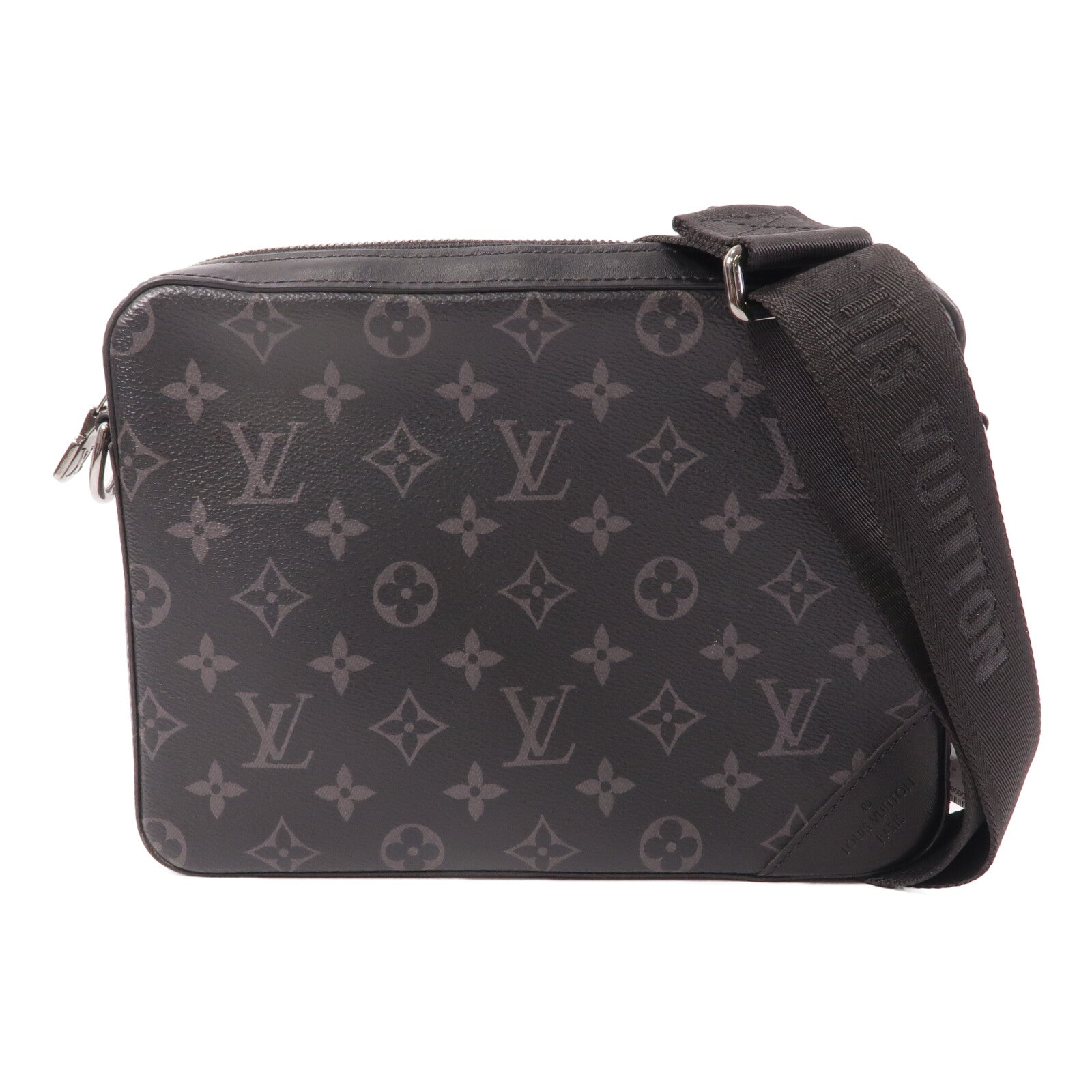 LOUIS VUITTON Monogram Eclipse Reverse Trio Messenger銀扣肩背袋灰色