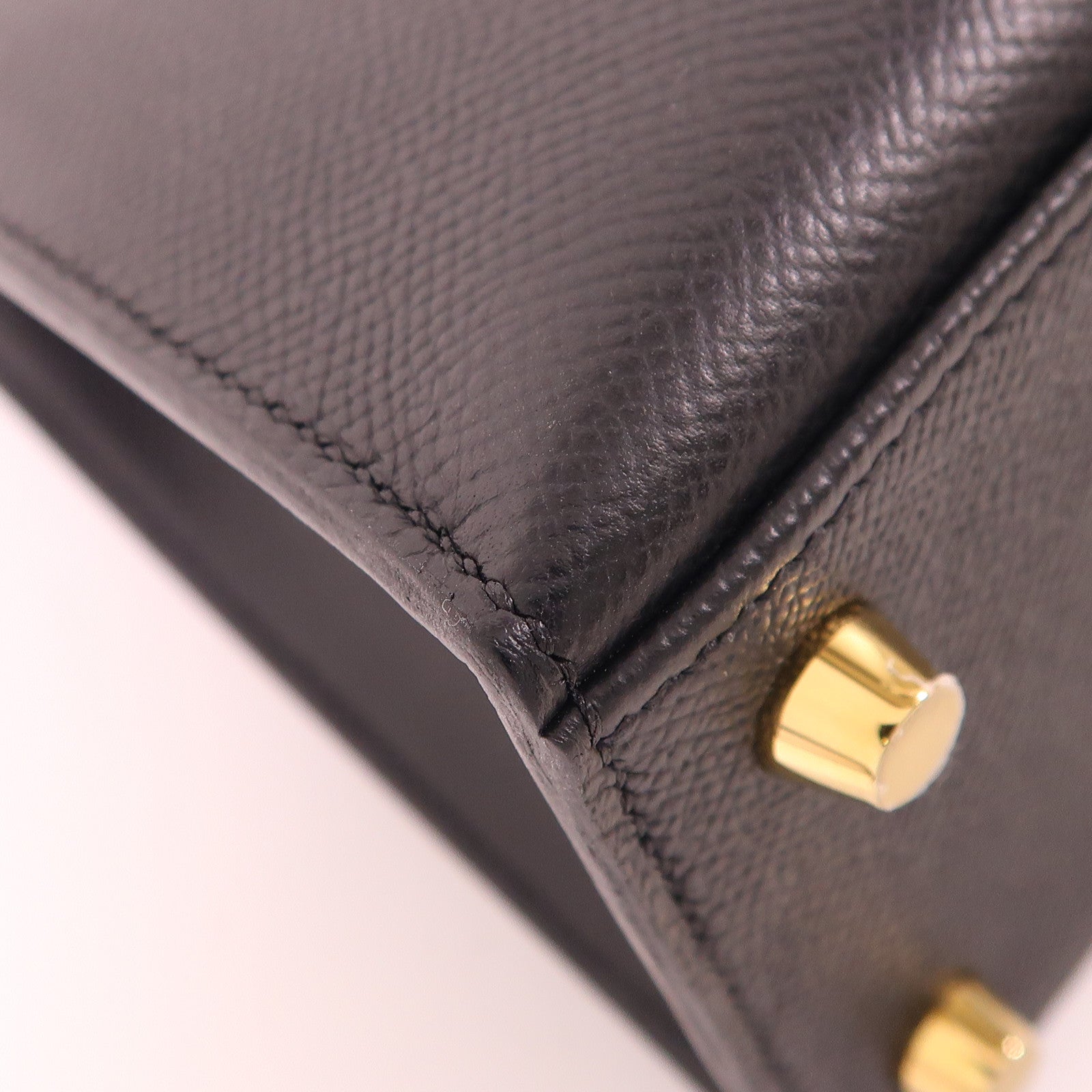HERMES Epsom皮革Kelly 25金扣手挽肩背兩用袋Noir