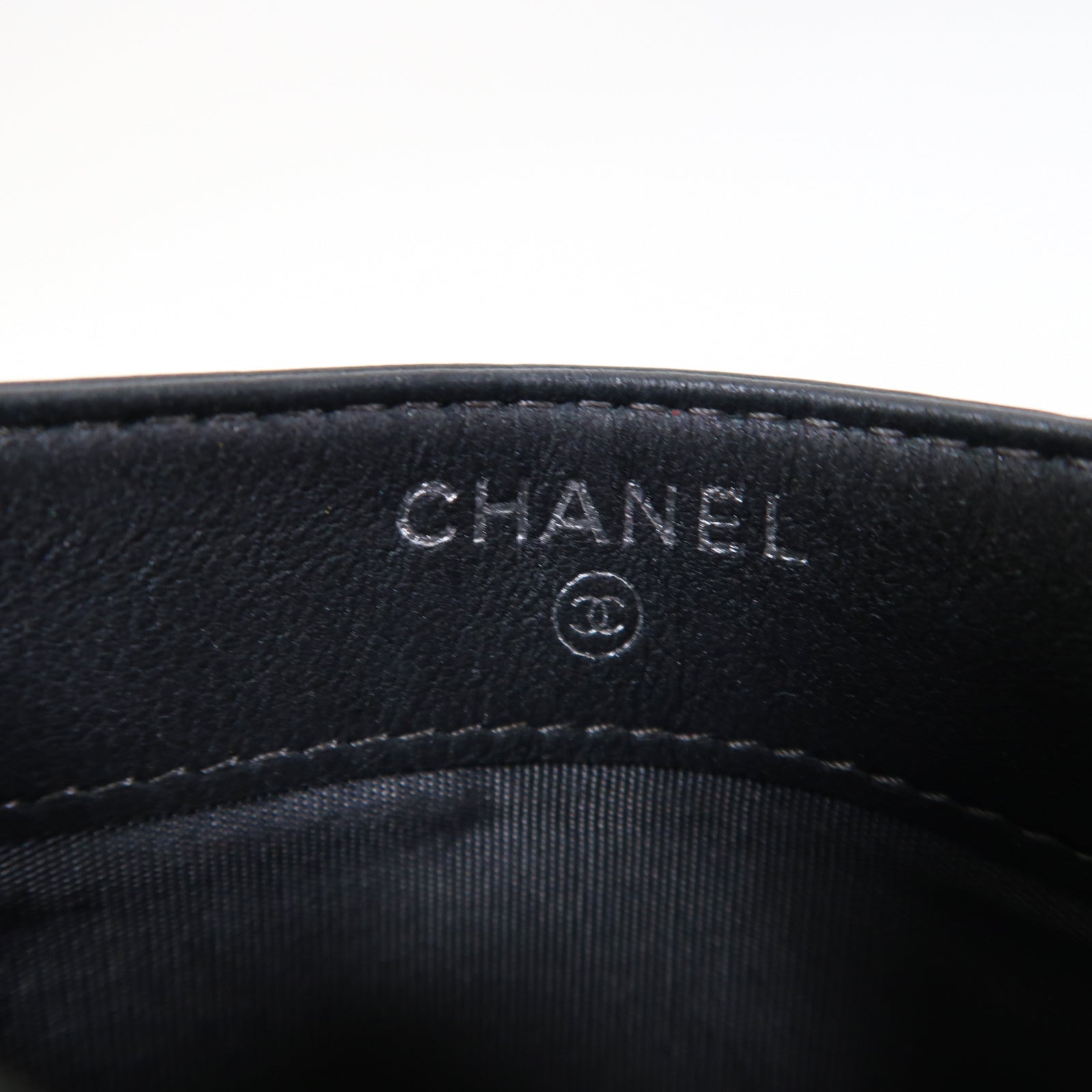 CHANEL 牛皮皮革Card Case銀扣卡片套黑色