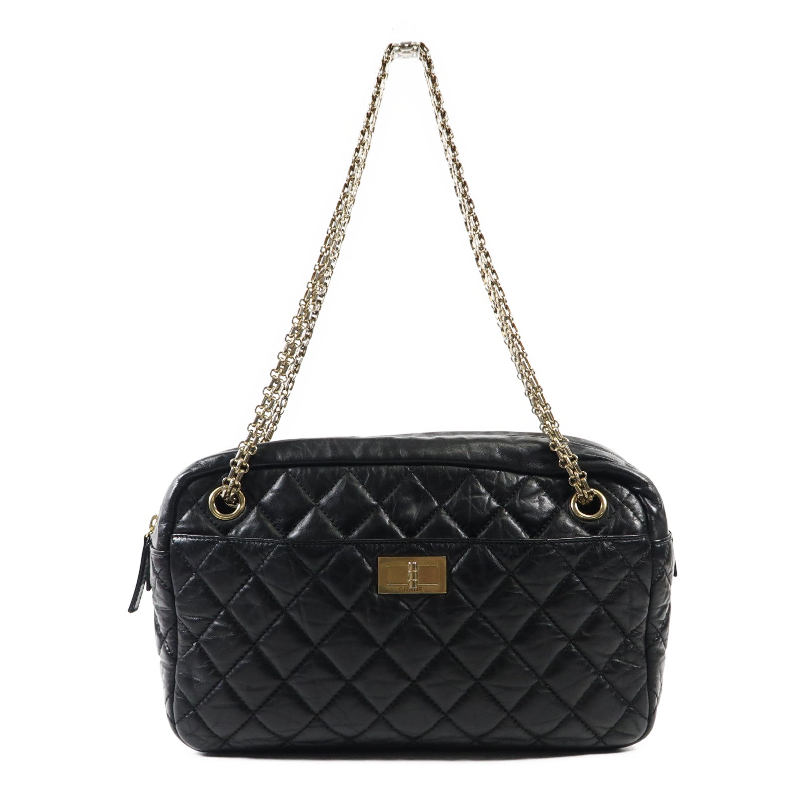 CHANEL 牛皮皮革2.55 Shoulder Bag金扣鏈帶肩背袋