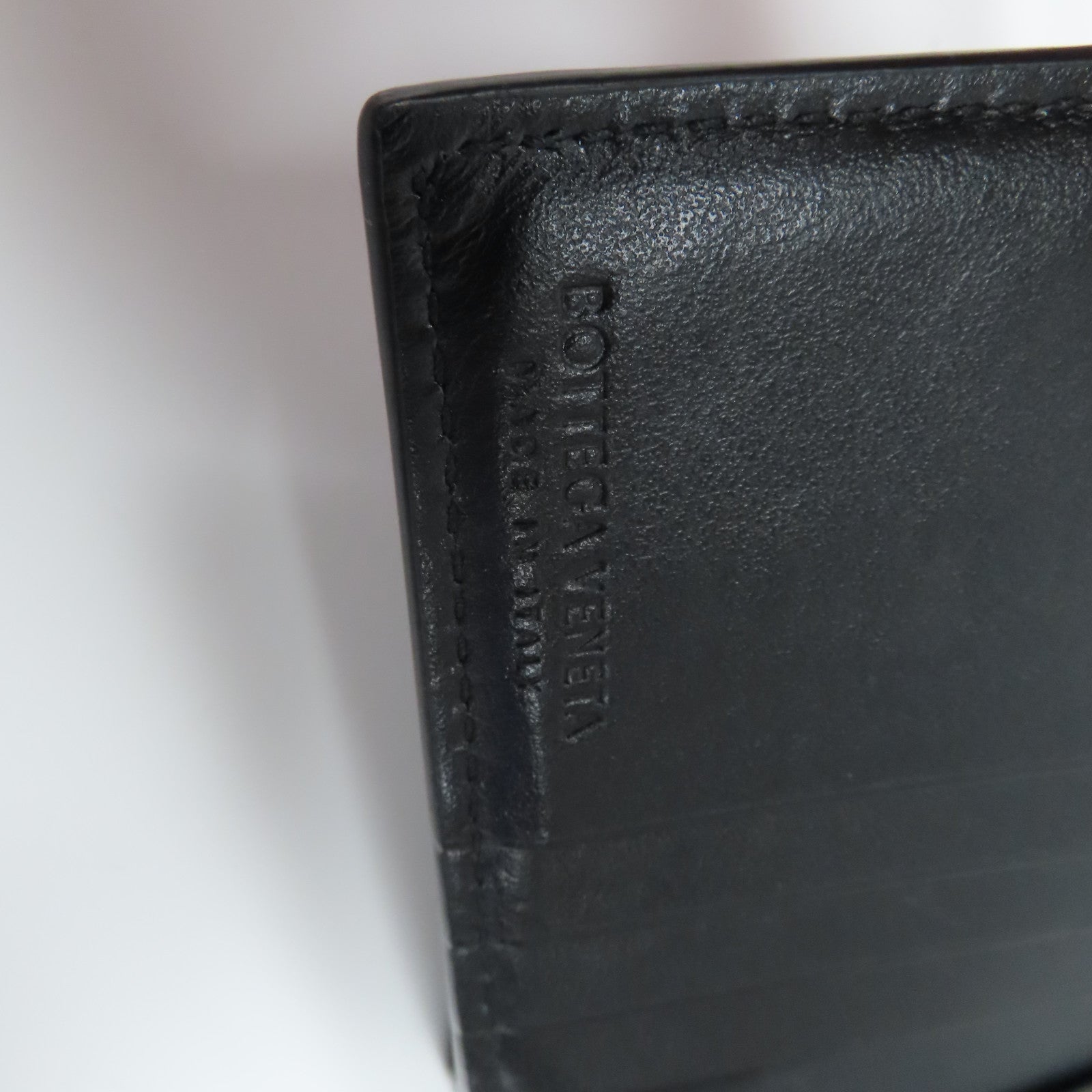 BOTTEGA VENETA 織紋皮革Wallet銀扣鈕扣錢包黑色