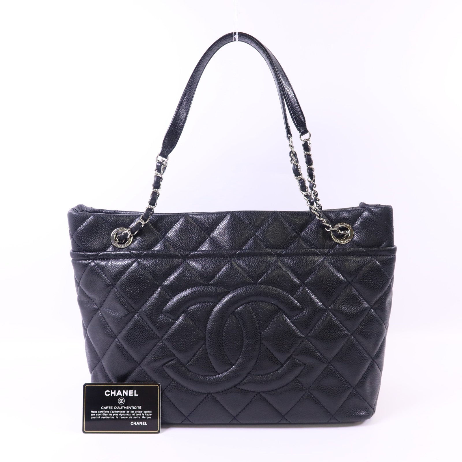 CHANEL 牛皮皮革Shoulder Bag銀扣鏈帶肩背袋