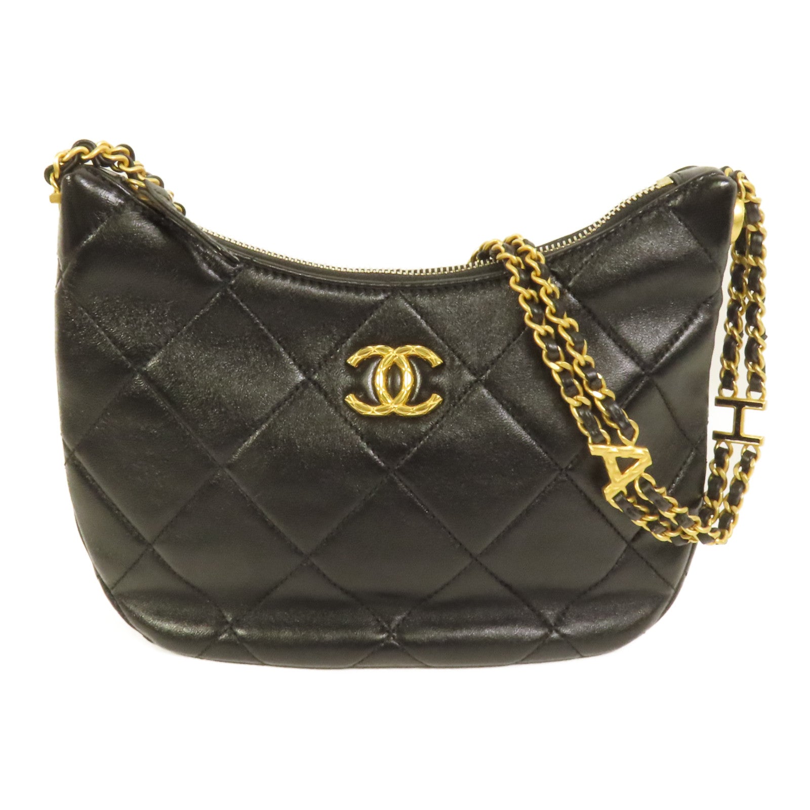 CHANEL 牛皮皮革Hobo金扣肩背袋