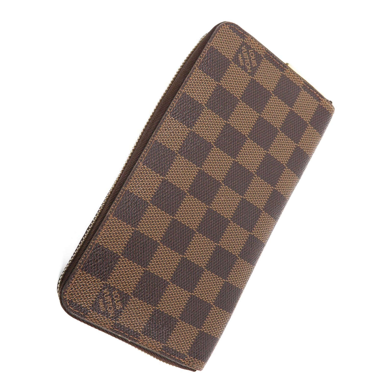 LOUIS VUITTON Damier Zipper Wallet金扣長錢包啡色