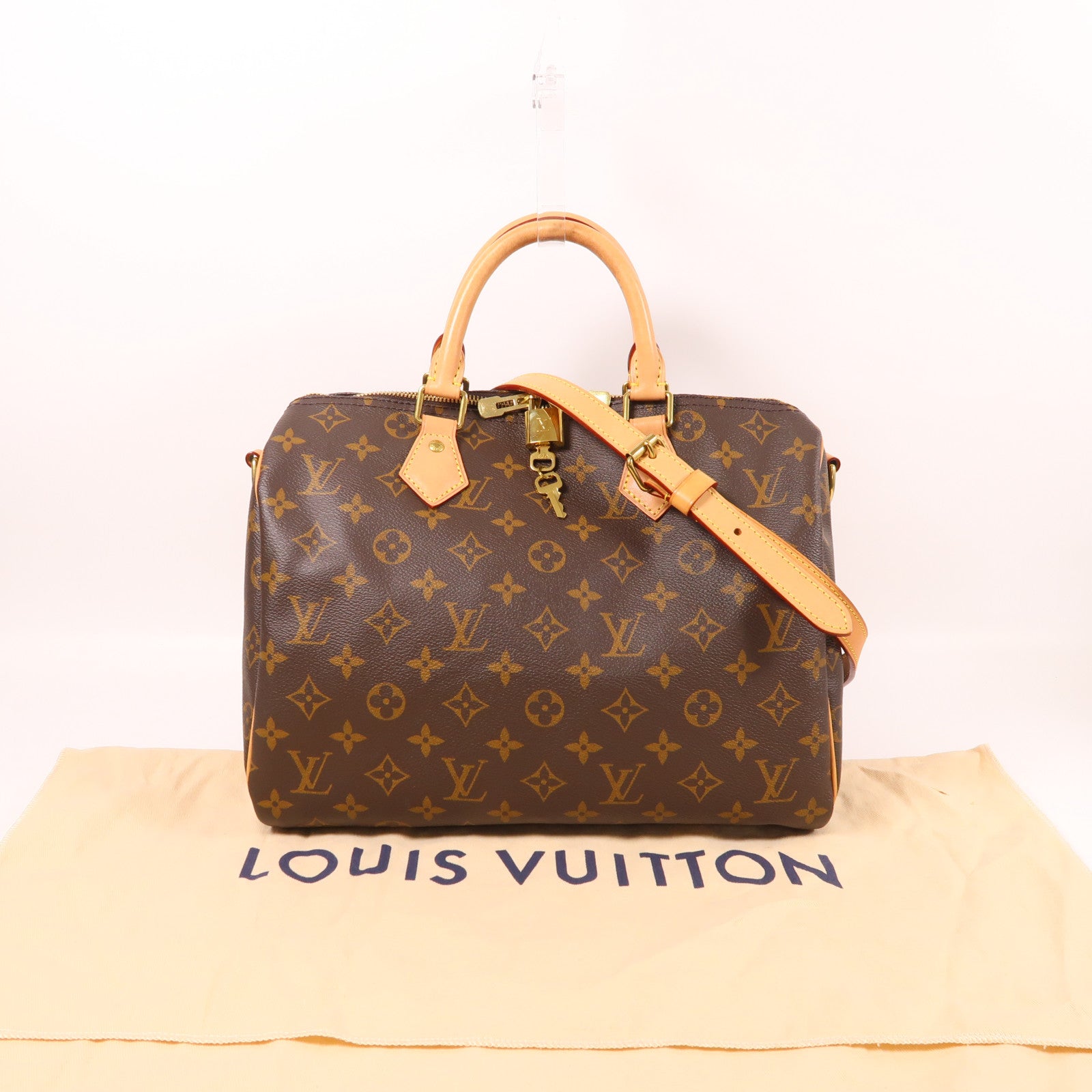 LOUIS VUITTON Monogram Speedy Bandouliere 30金扣手挽肩背兩用袋