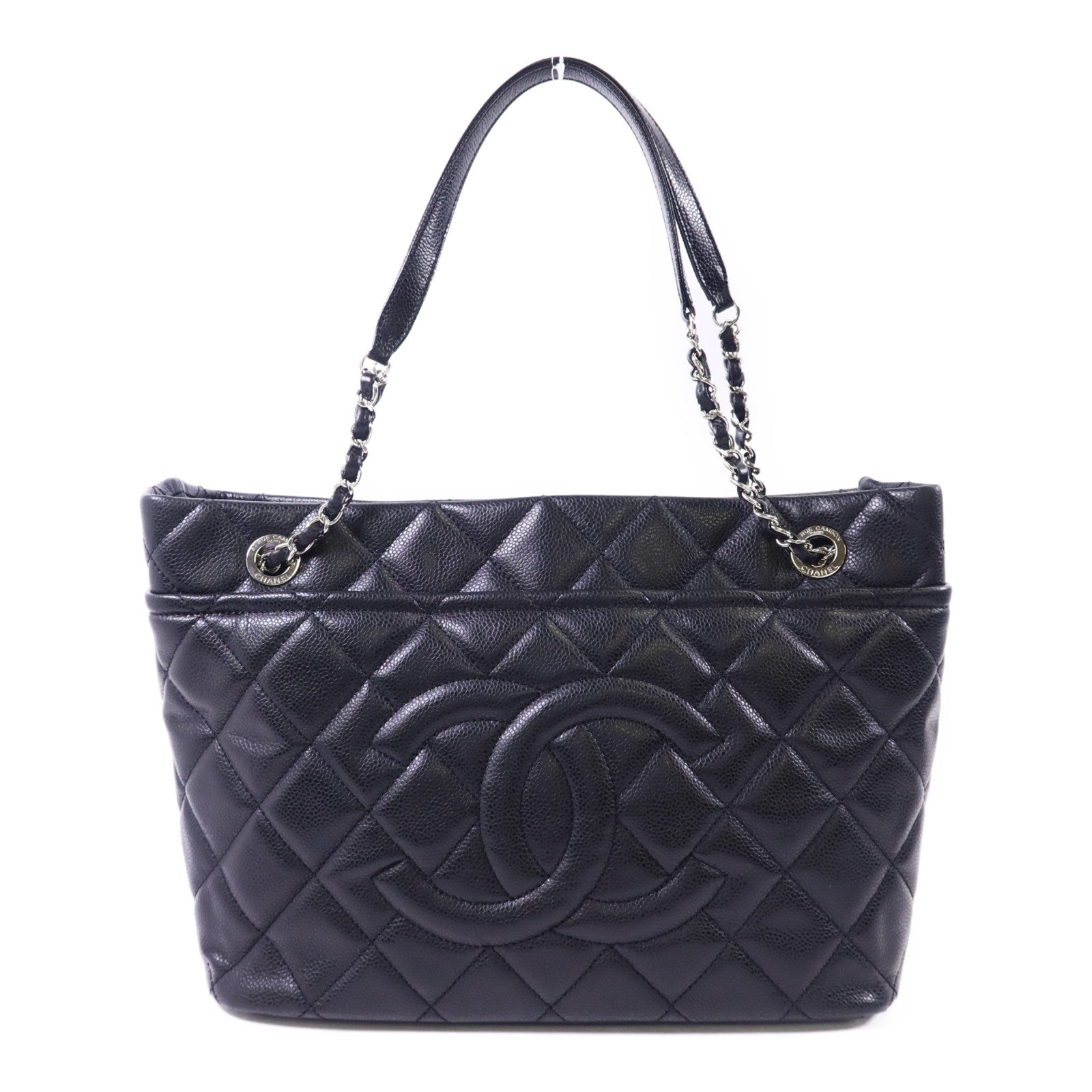CHANEL 牛皮皮革Shoulder Bag銀扣鏈帶肩背袋