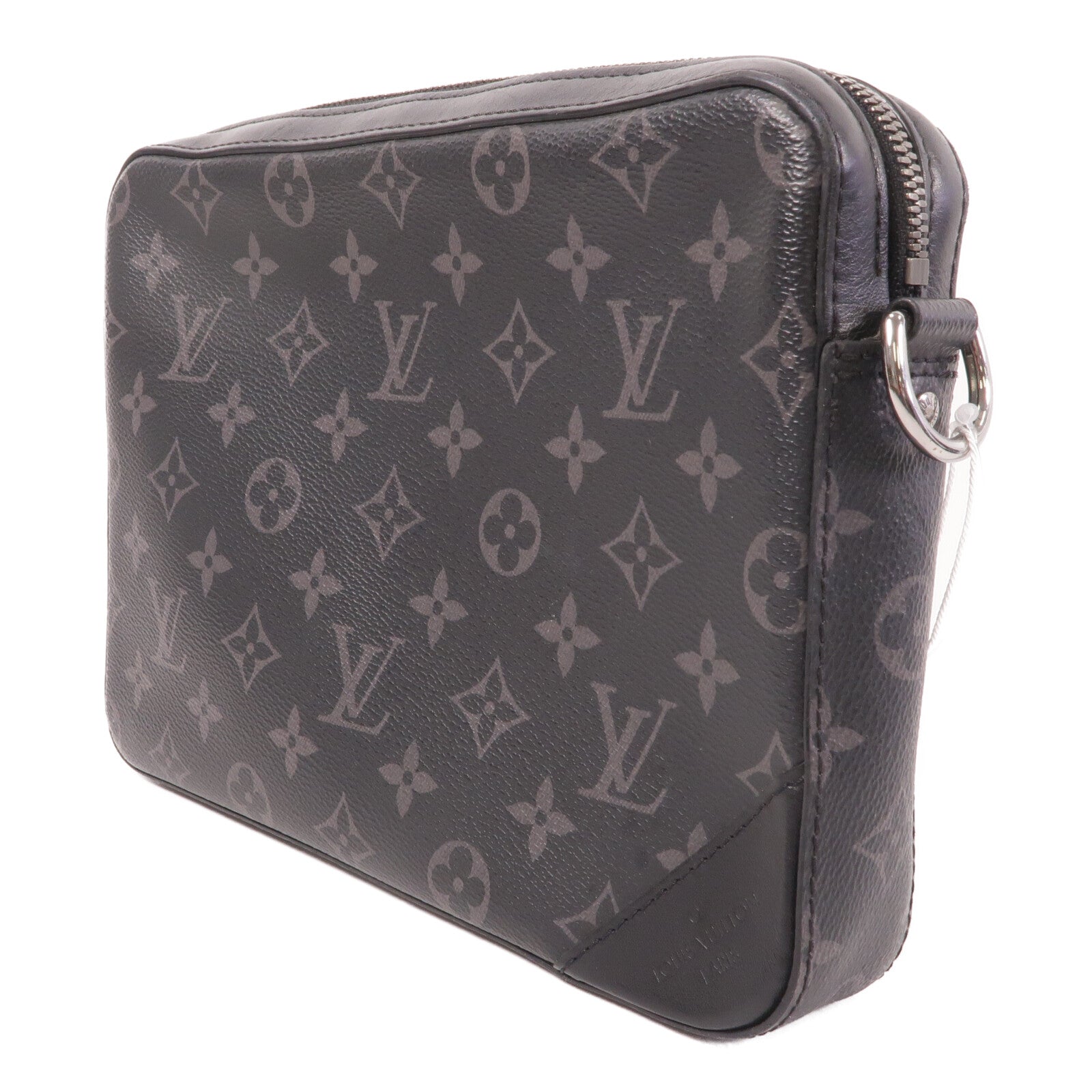 LOUIS VUITTON Monogram Eclipse Reverse Trio Messenger銀扣肩背袋灰色