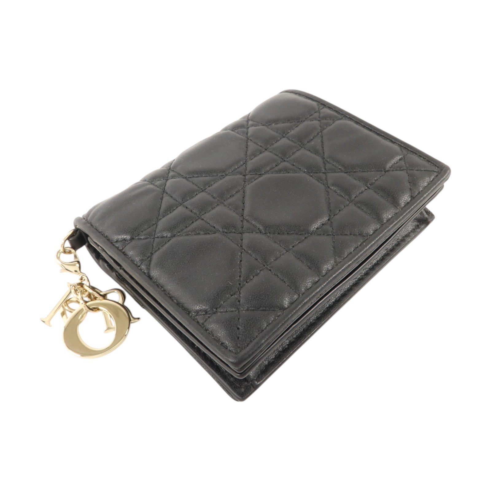 Dior 羊皮皮革Lady Dior Gardenia金扣錢包