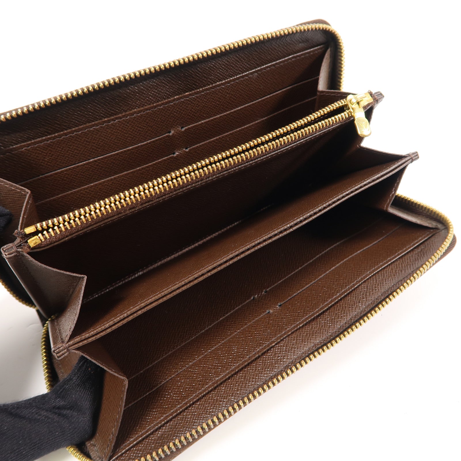 LOUIS VUITTON Damier Zipper Wallet金扣長錢包啡色