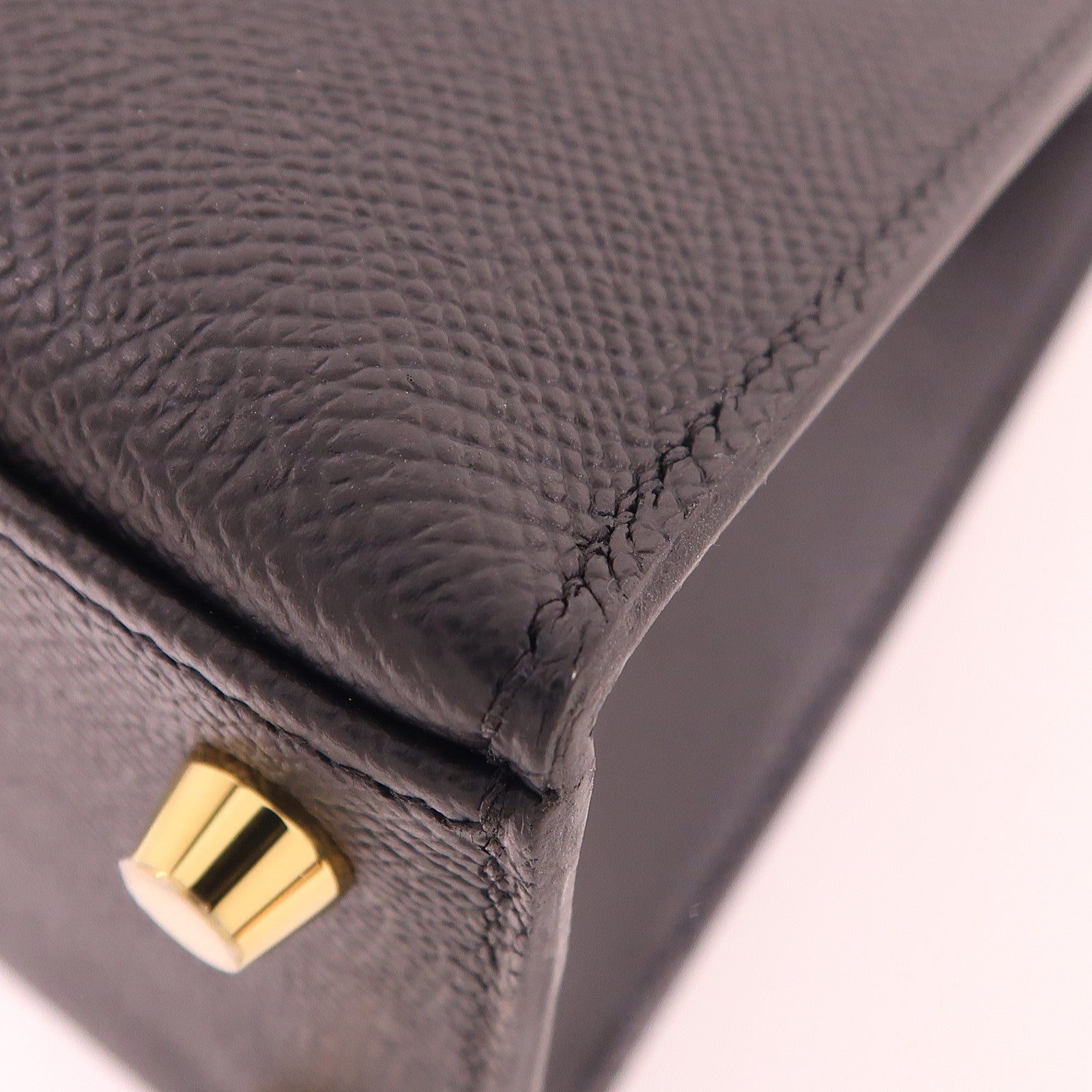 HERMES Epsom皮革Kelly 25金扣手挽肩背兩用袋Noir