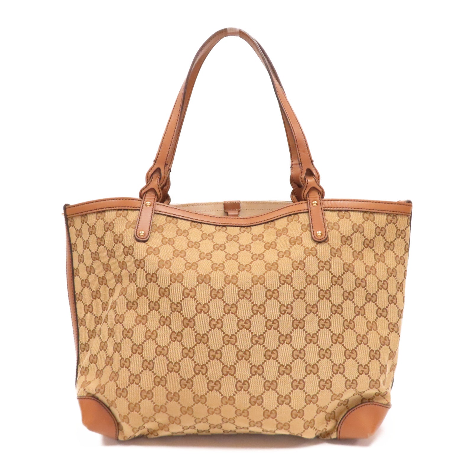 GUCCI 帆布Tote Bag金扣手挽袋啡色