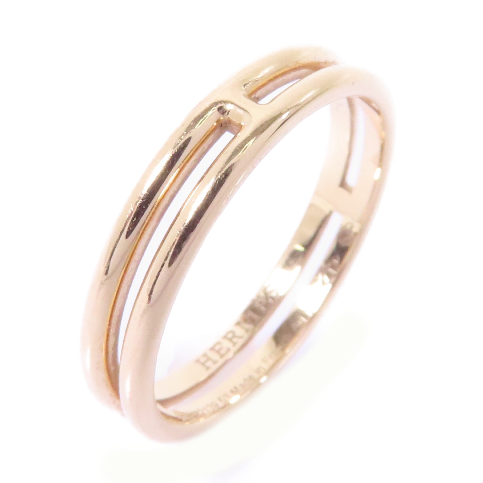 HERMES 18K玫瑰金Ariane Wedding Band戒指HERMES#53/US#6