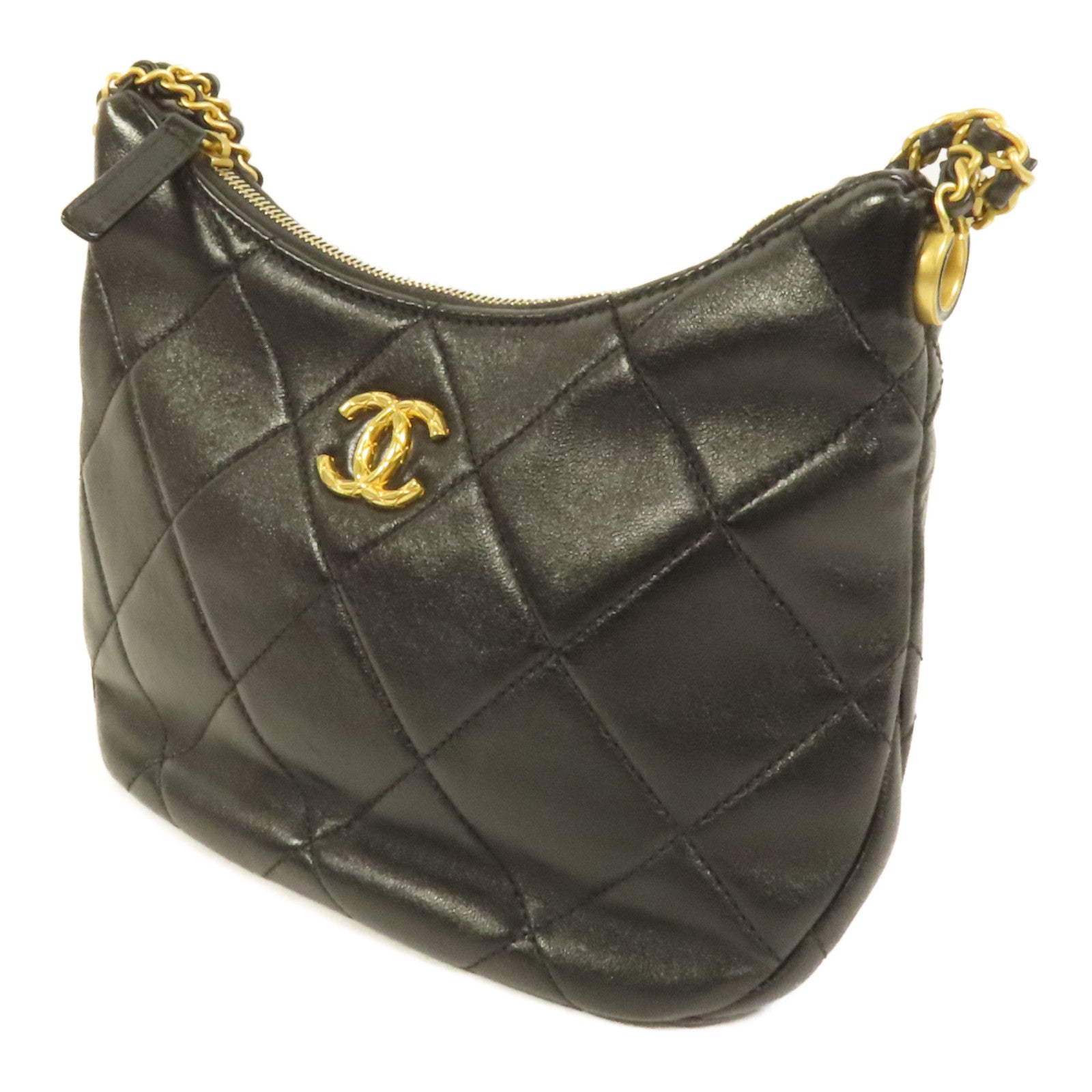 CHANEL 牛皮皮革Hobo金扣肩背袋